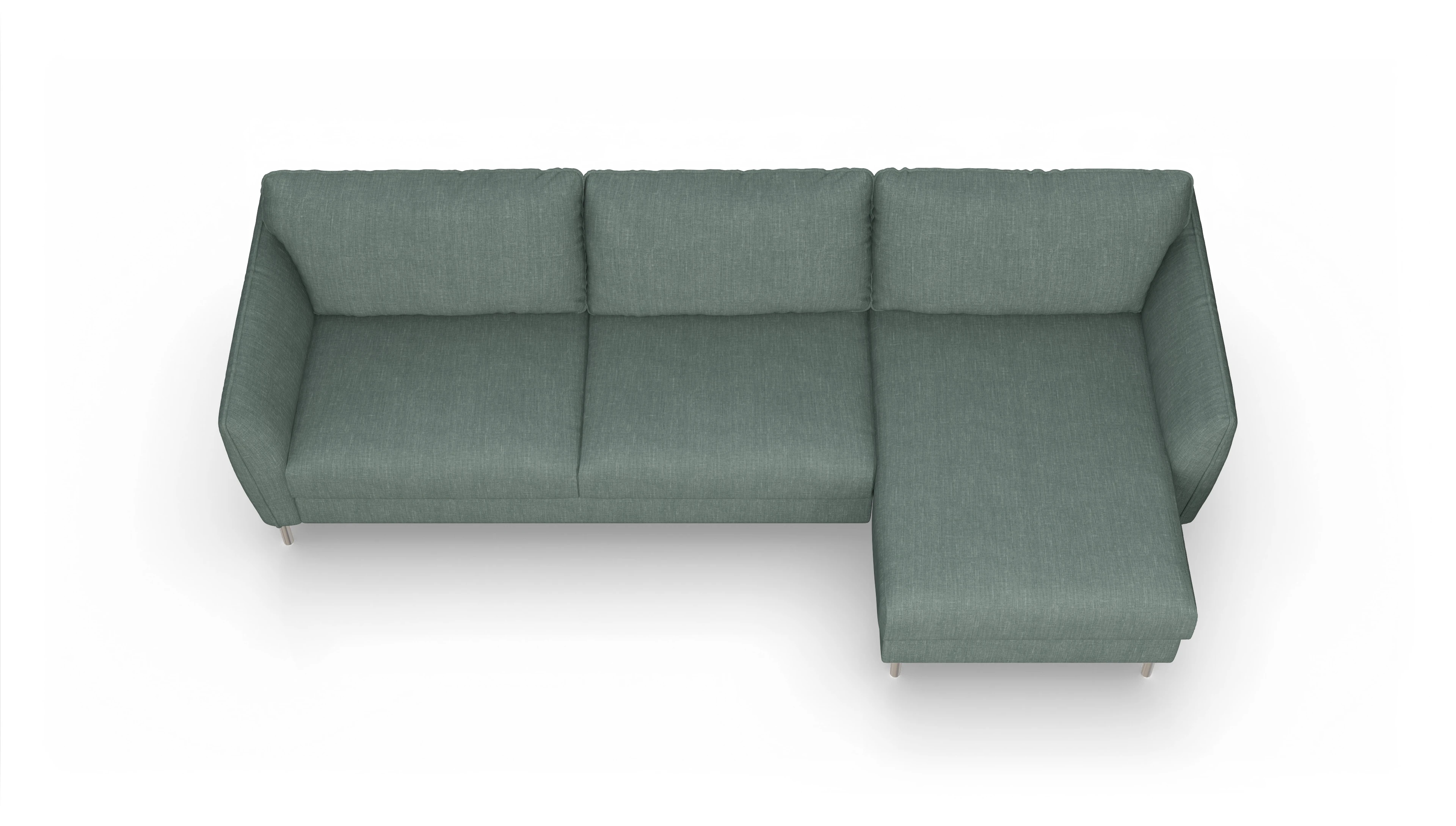 Ansicht des Produktes Eriksen Sofa mit Rec rechts in Stoff grün