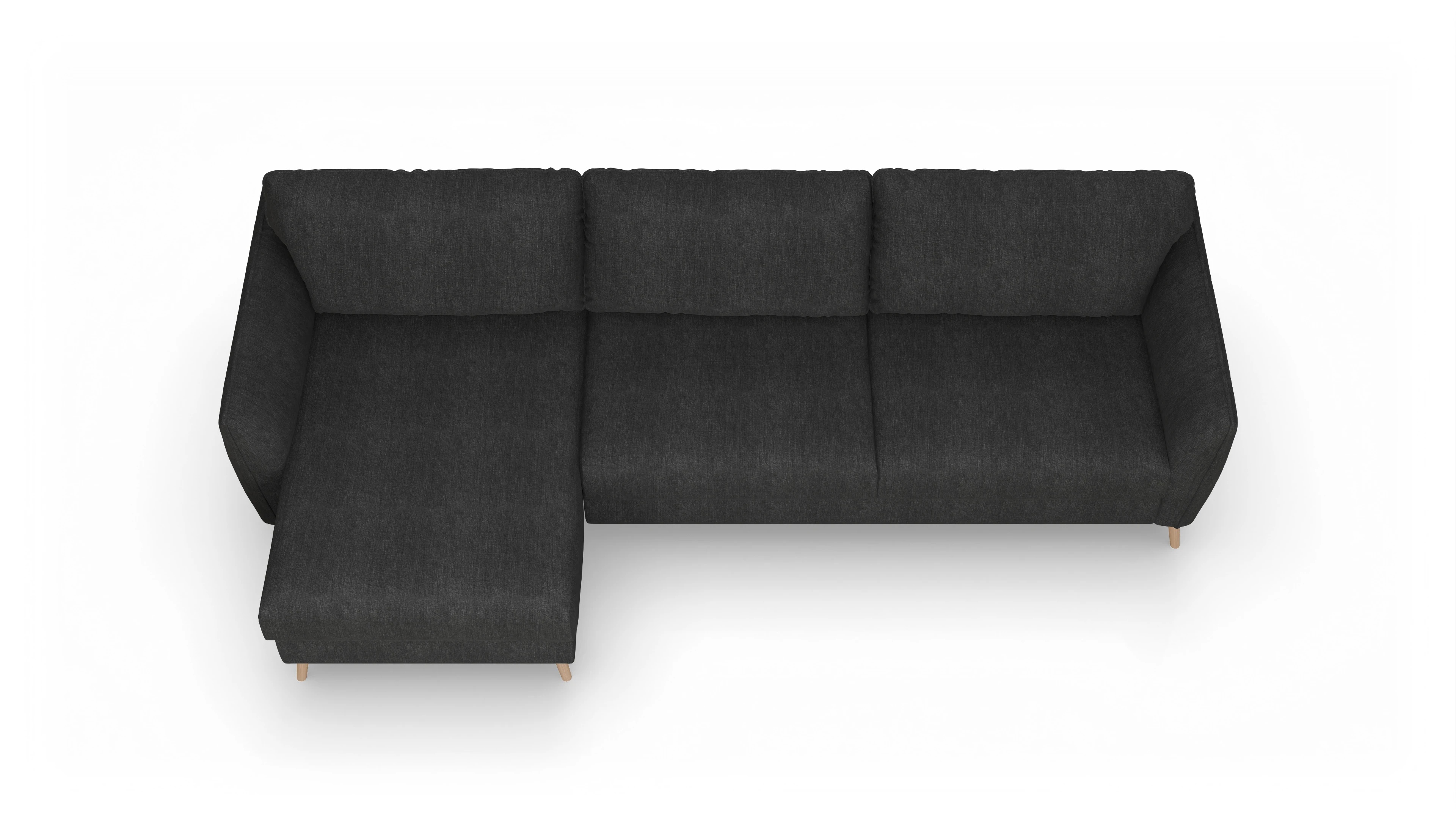 Ansicht des Produktes Eriksen Sofa mit Rec links in Stoff schwarz