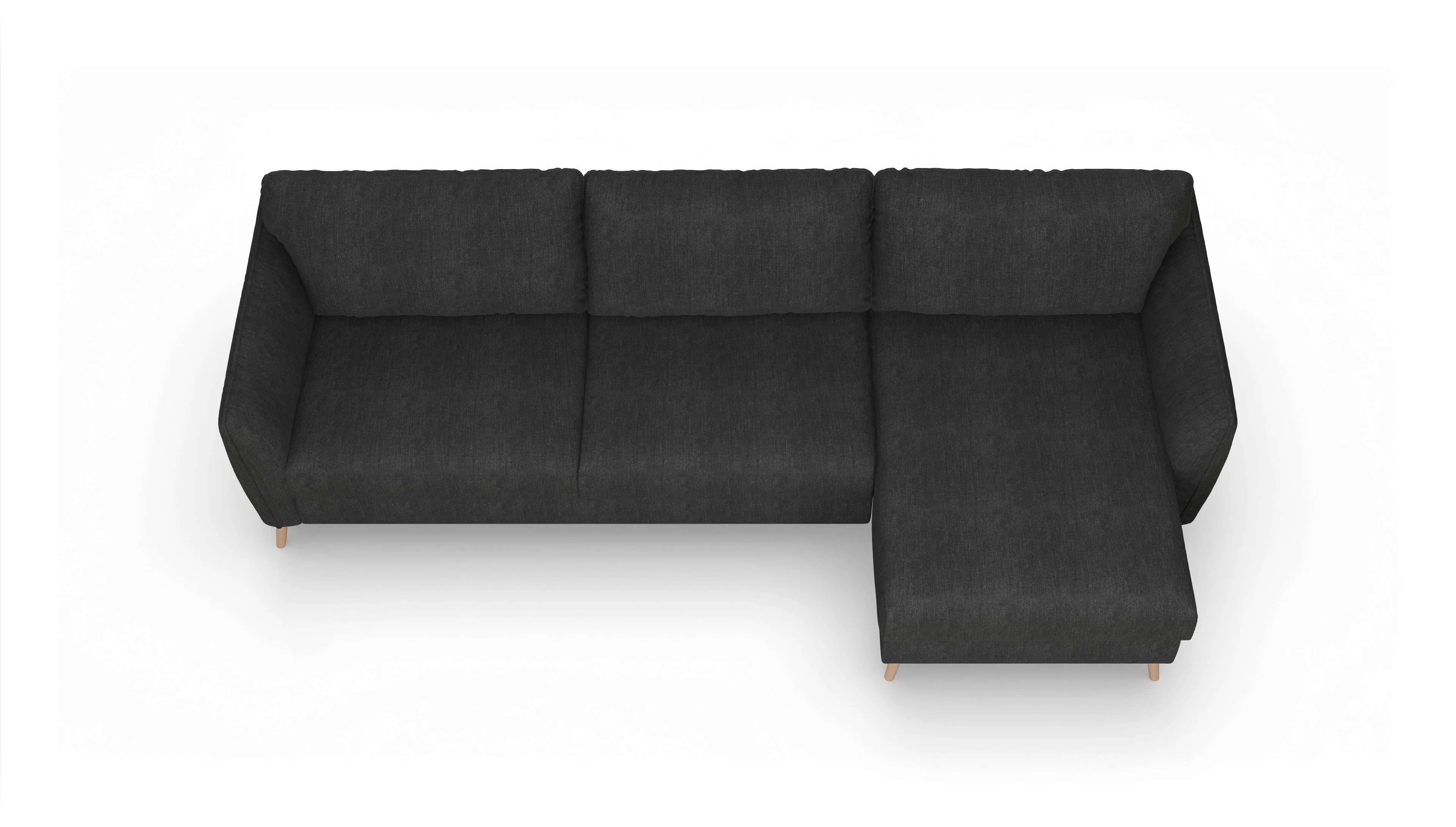 Ansicht des Produktes Eriksen Sofa mit Rec rechts in Stoff schwarz