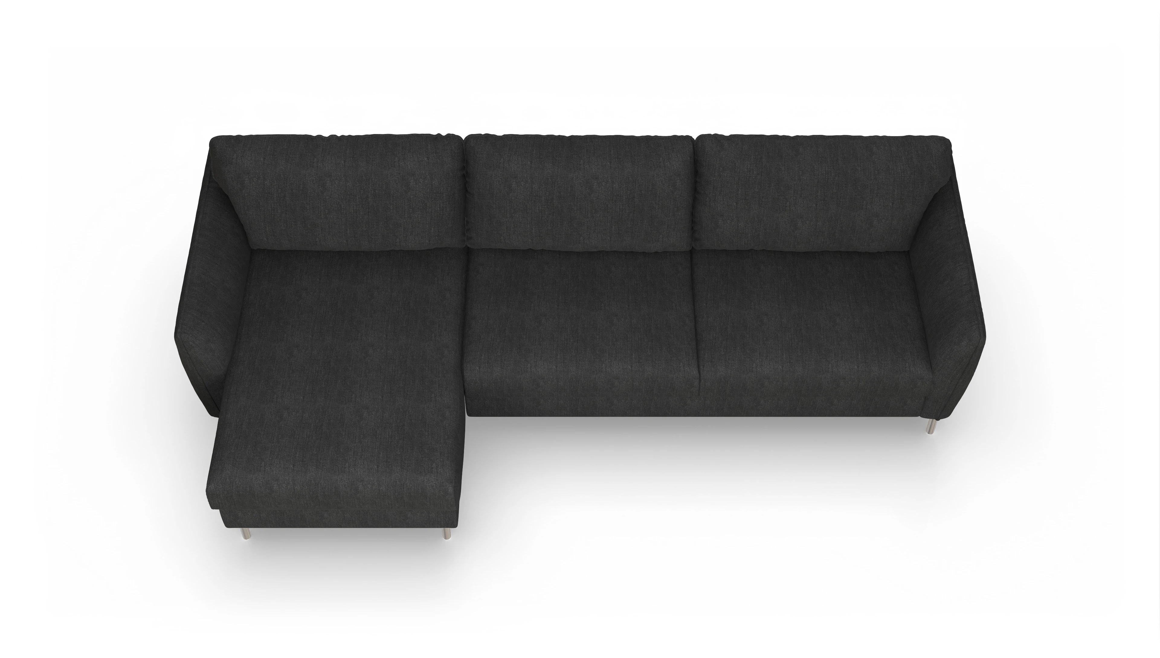 Ansicht des Produktes Eriksen Sofa mit Rec links in Stoff schwarz