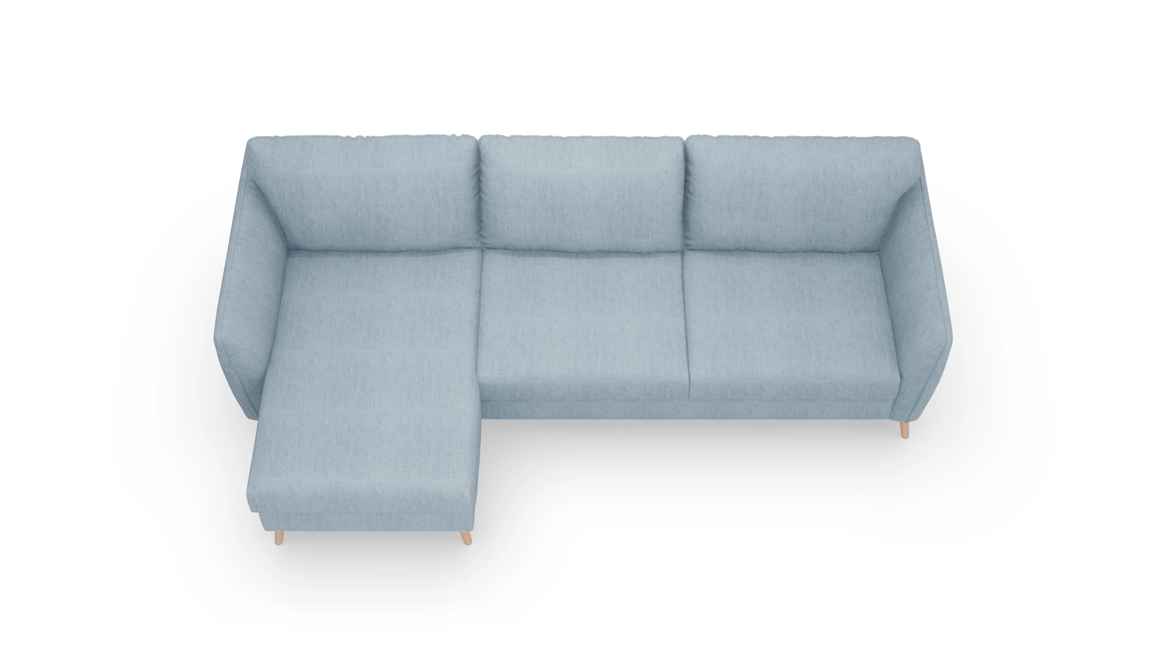Ansicht des Produktes Eriksen Sofa mit Rec links in Stoff blau
