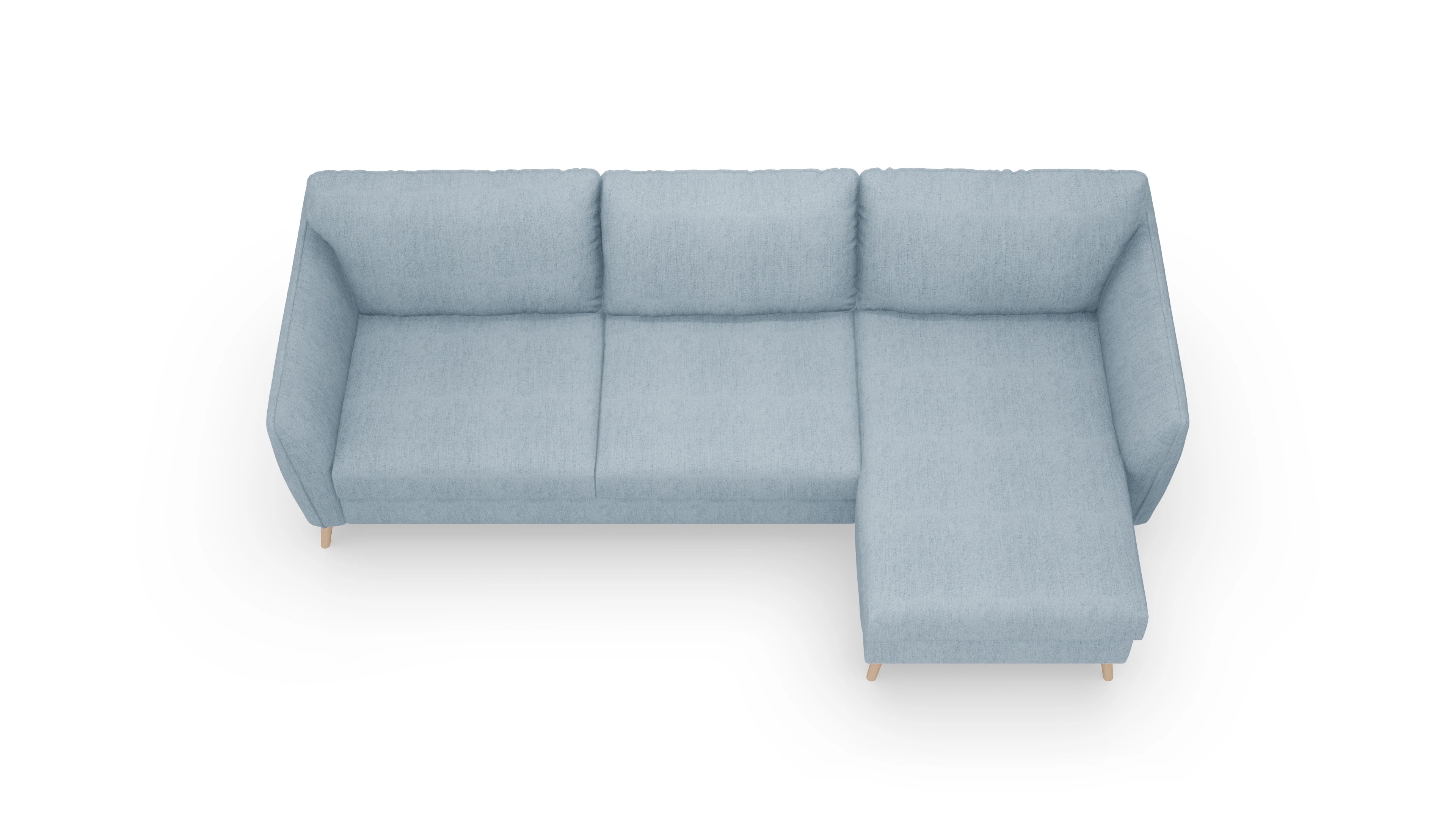 Ansicht des Produktes Eriksen Sofa mit Rec rechts in Stoff blau