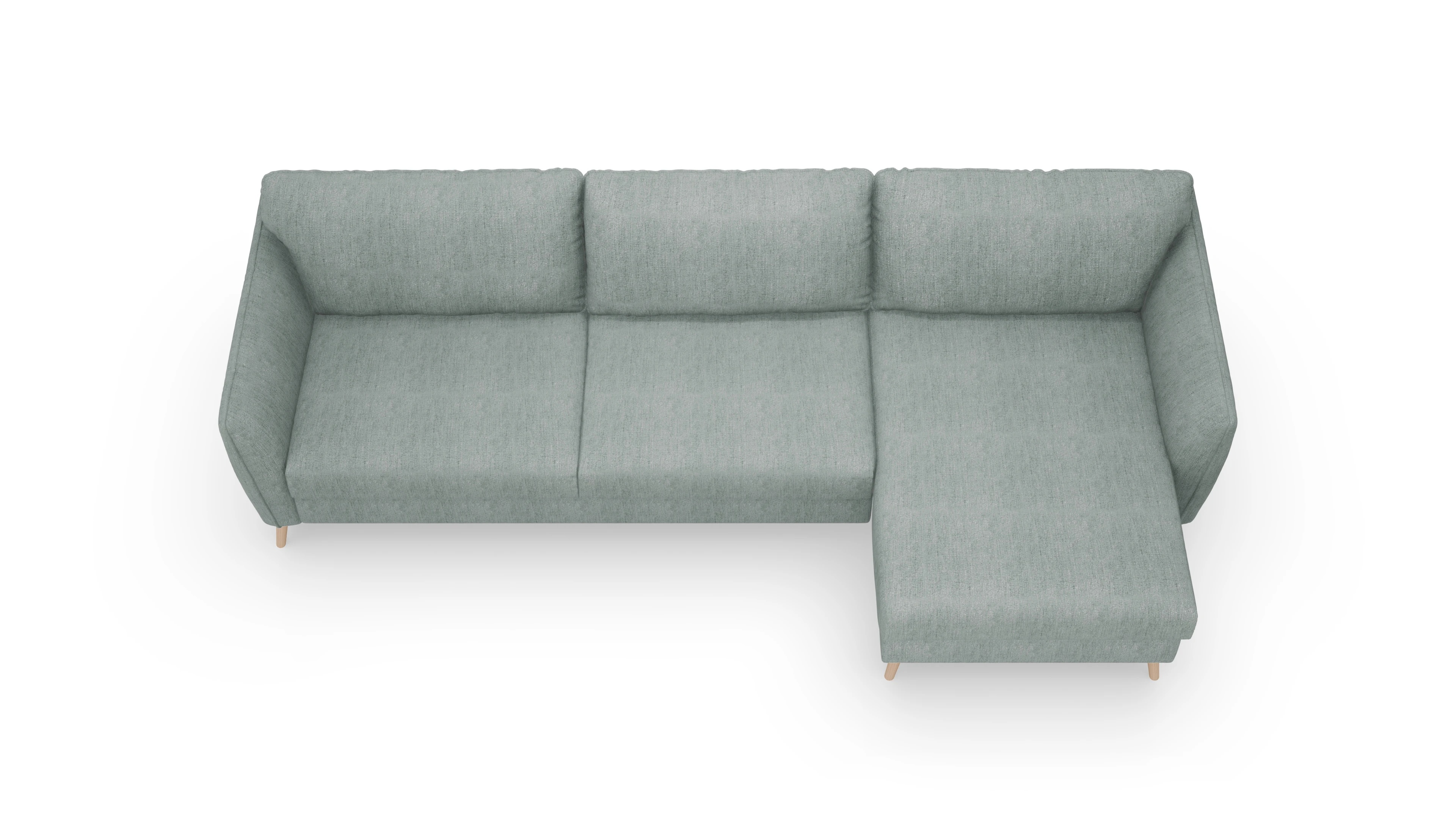 Ansicht des Produktes Eriksen Sofa mit Rec rechts in Stoff grün