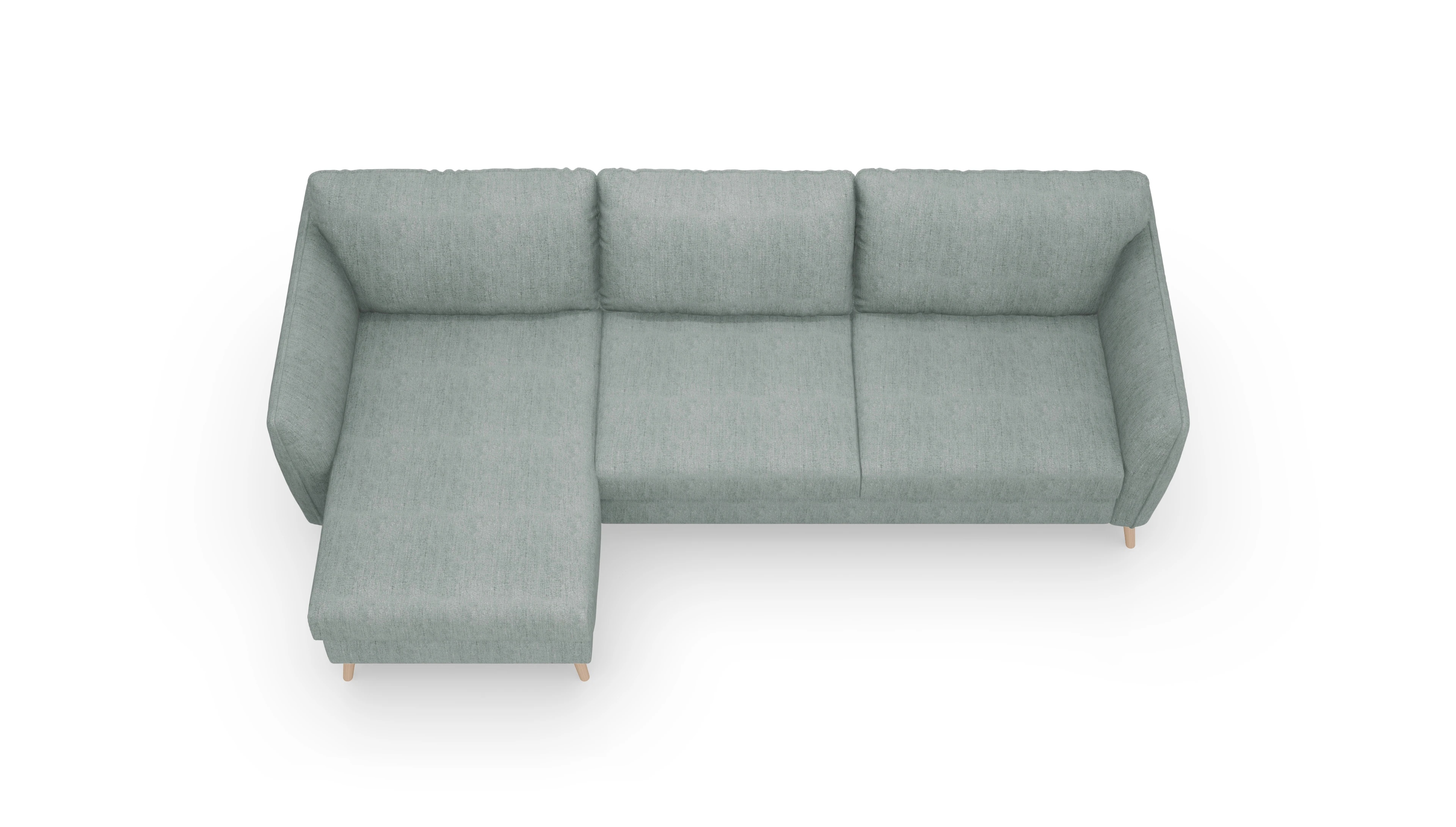 Ansicht des Produktes Eriksen Sofa mit Rec links in Stoff grün