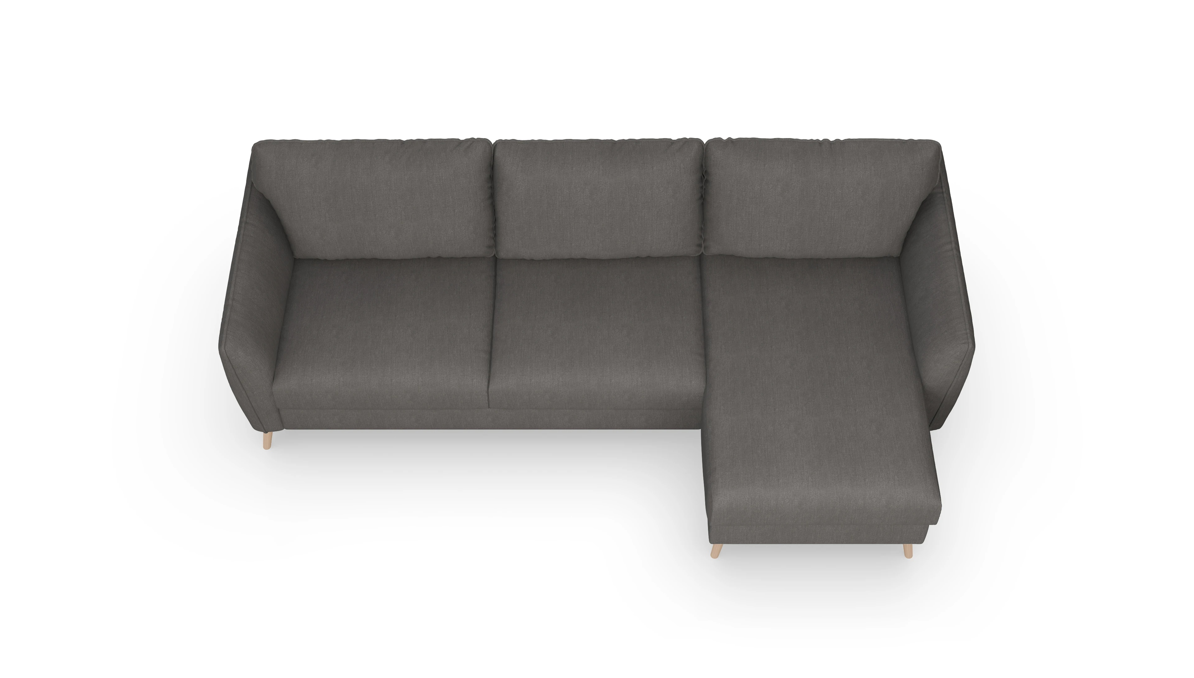 Ansicht des Produktes Eriksen Sofa mit Rec rechts in Stoff grau