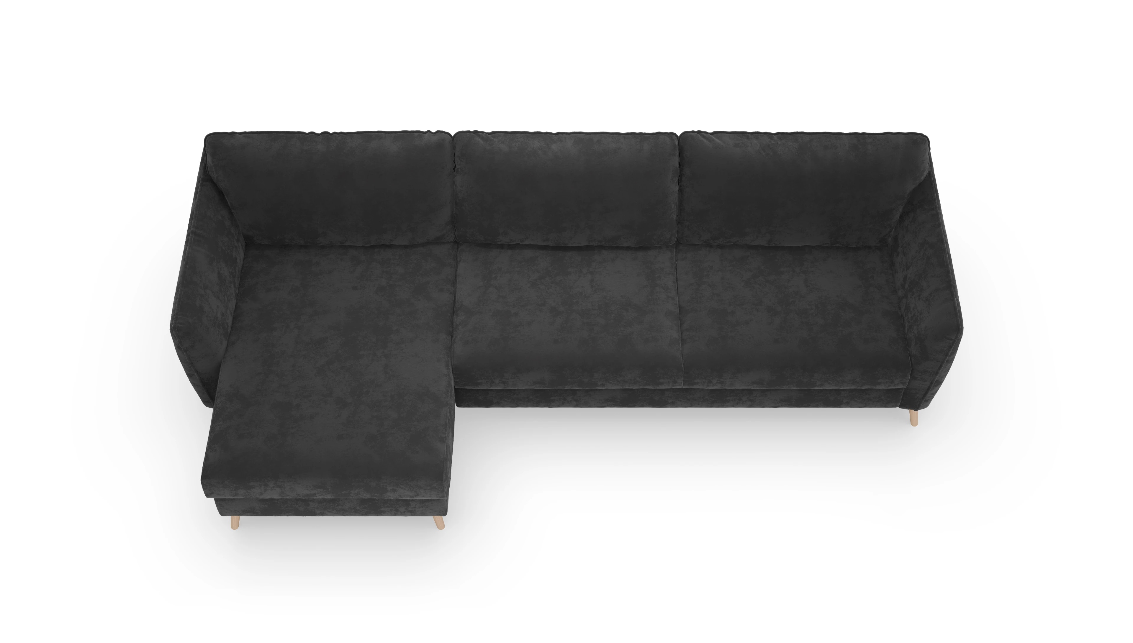 Schlafsofa Eriksen Ansicht des Produktes Eriksen Sofa mit Rec links in Samt schwarz