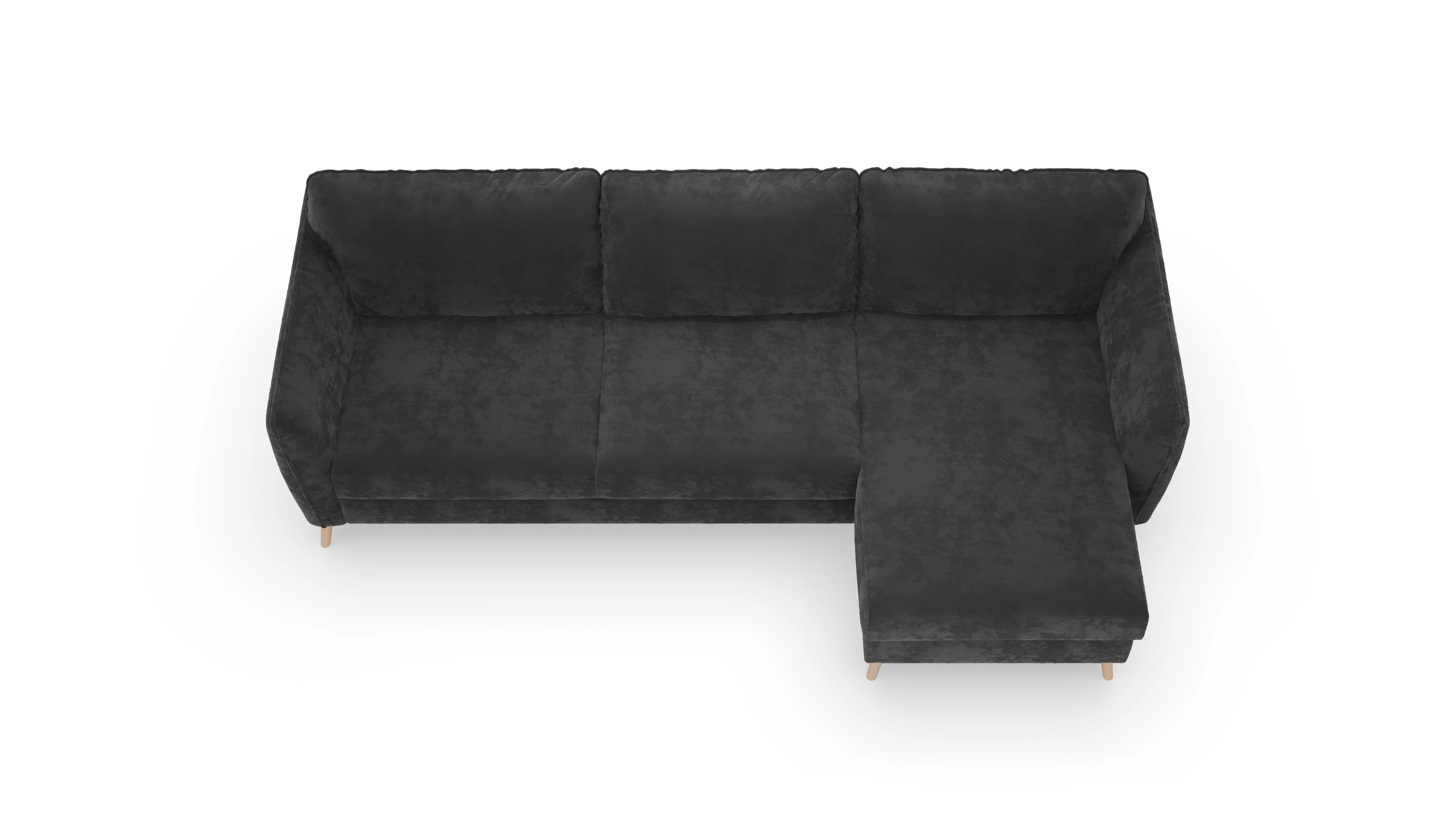 Ansicht des Produktes Eriksen Sofa mit Rec rechts in Samt schwarz