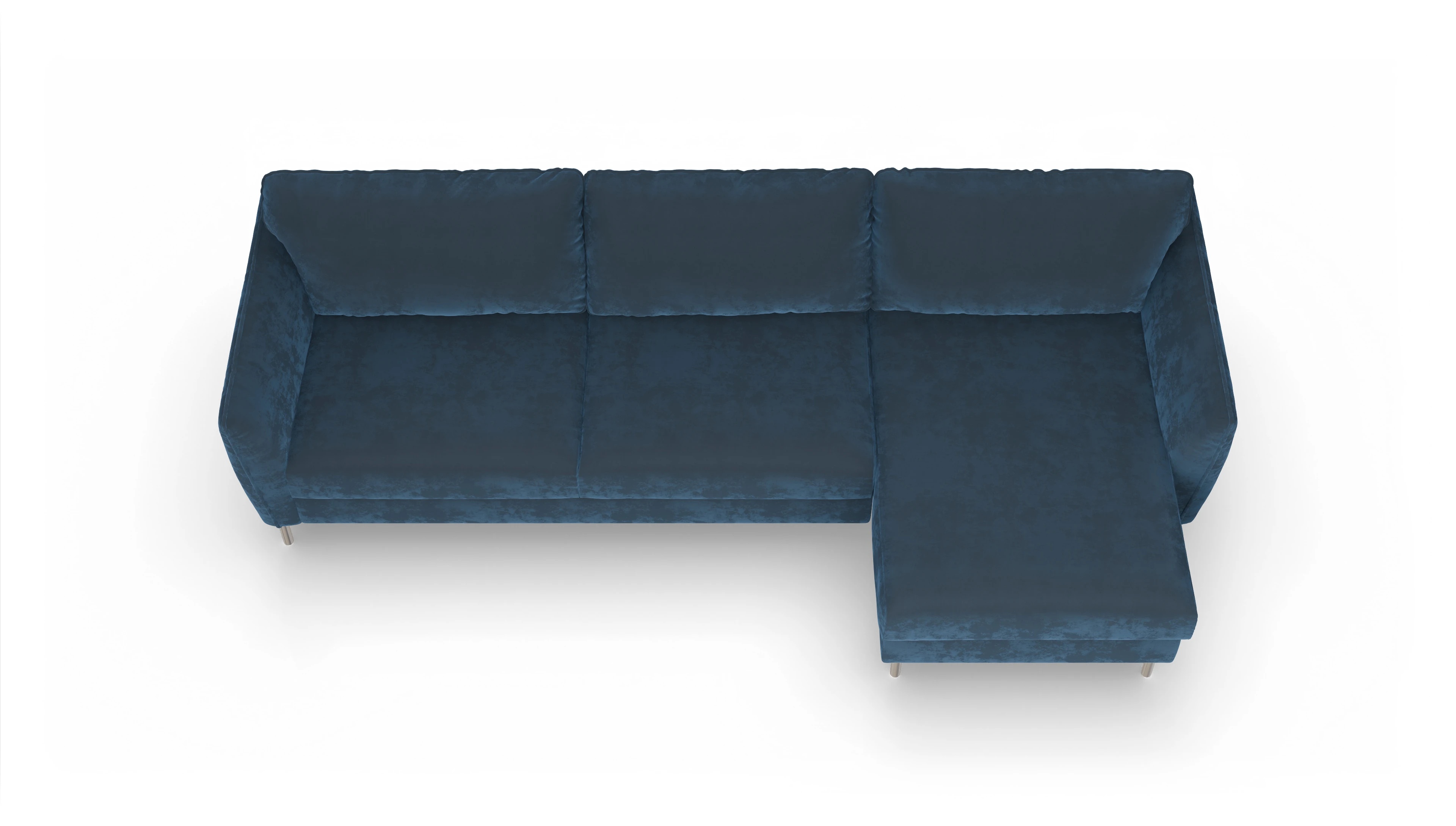 Schlafsofa Eriksen Ansicht des Produktes Eriksen Sofa mit Rec rechts in Samt blau