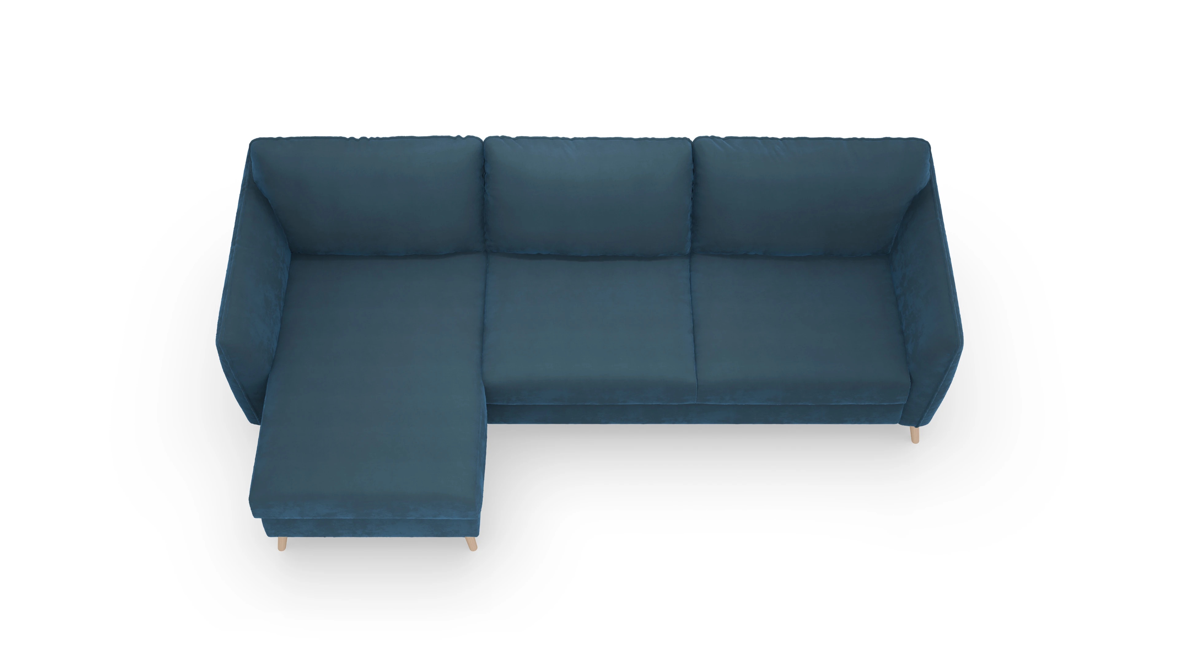 Ansicht des Produktes Eriksen Sofa mit Rec links in Samt blau