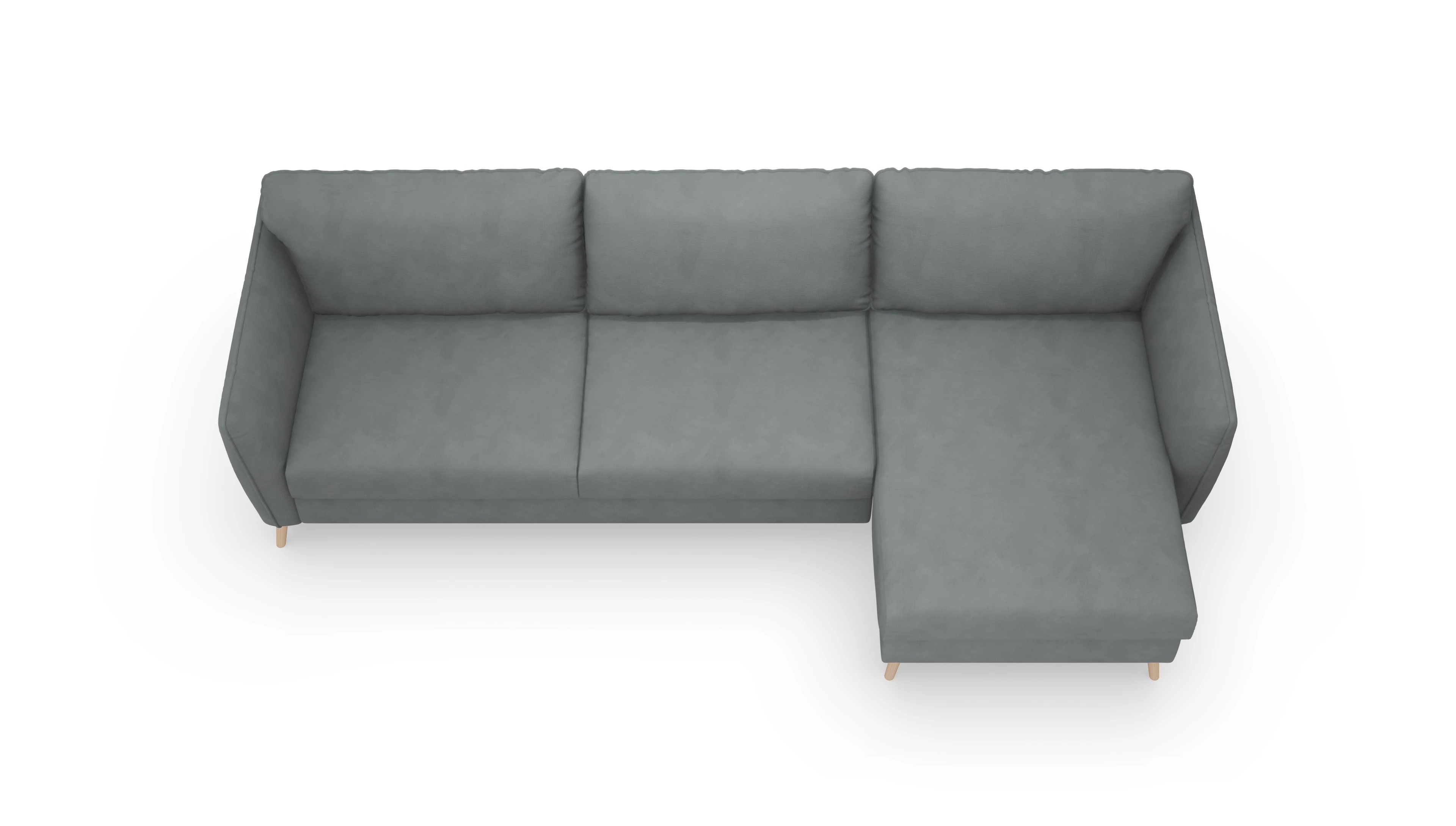 Schlafsofa Eriksen Ansicht des Produktes Eriksen Sofa mit Rec rechts in Stoff grau
