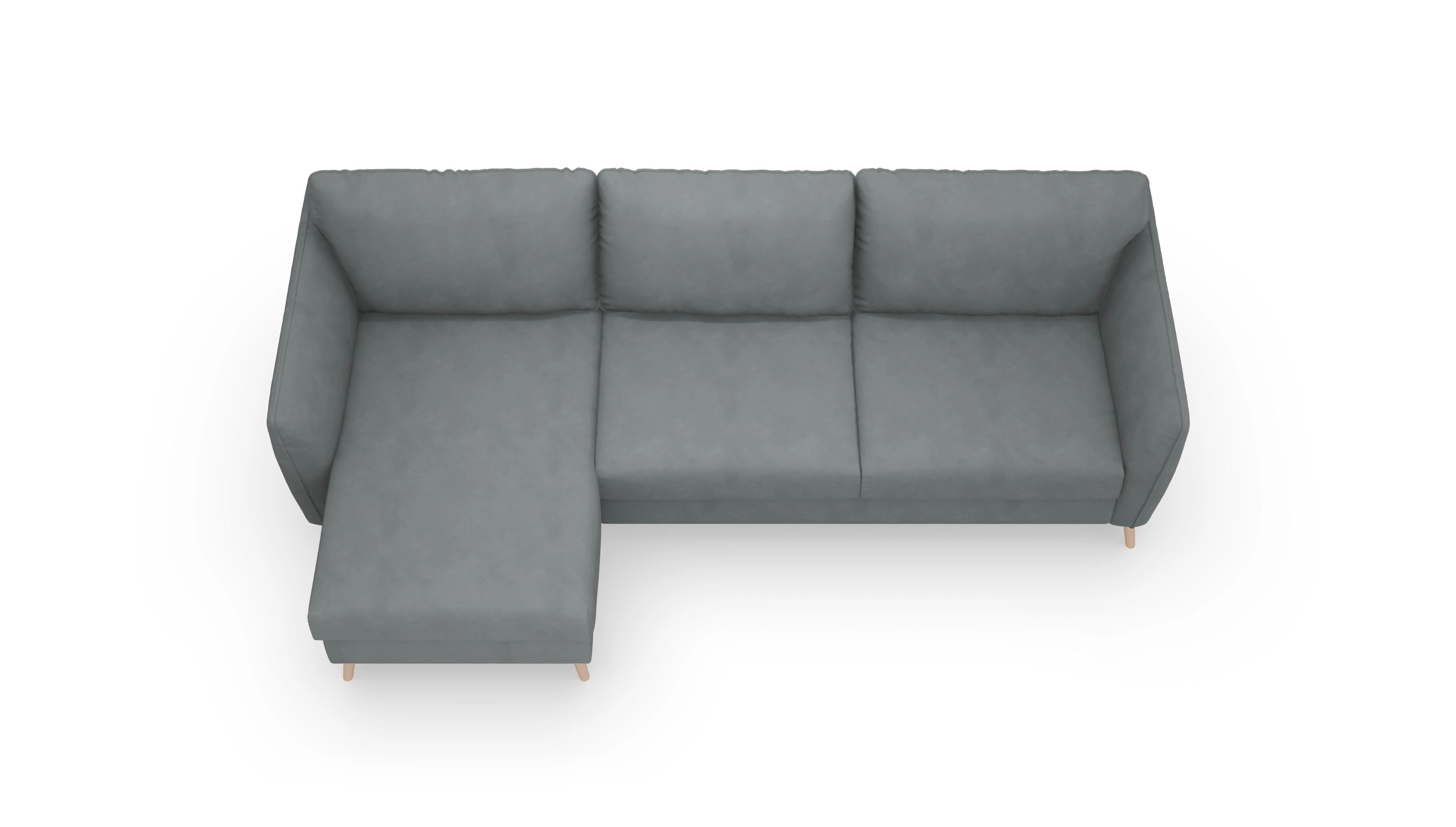 Schlafsofa Eriksen Ansicht des Produktes Eriksen Sofa mit Rec links in Stoff grau