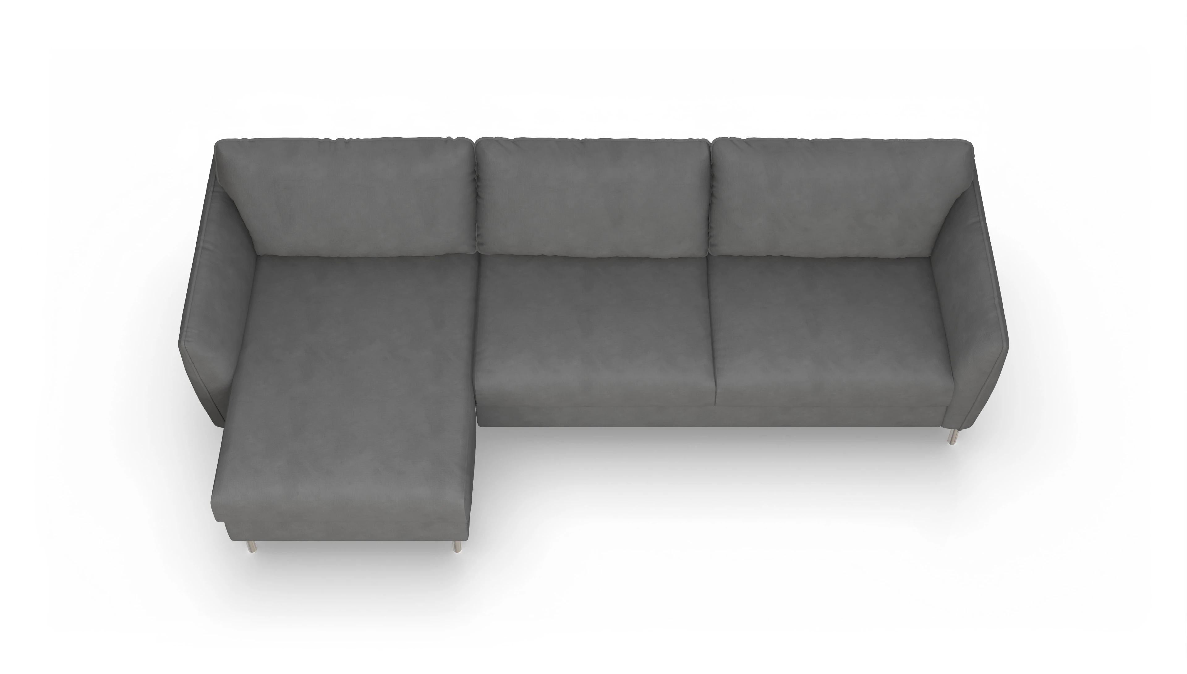 Schlafsofa Eriksen Ansicht des Produktes Eriksen Sofa mit Rec links in Stoff grau