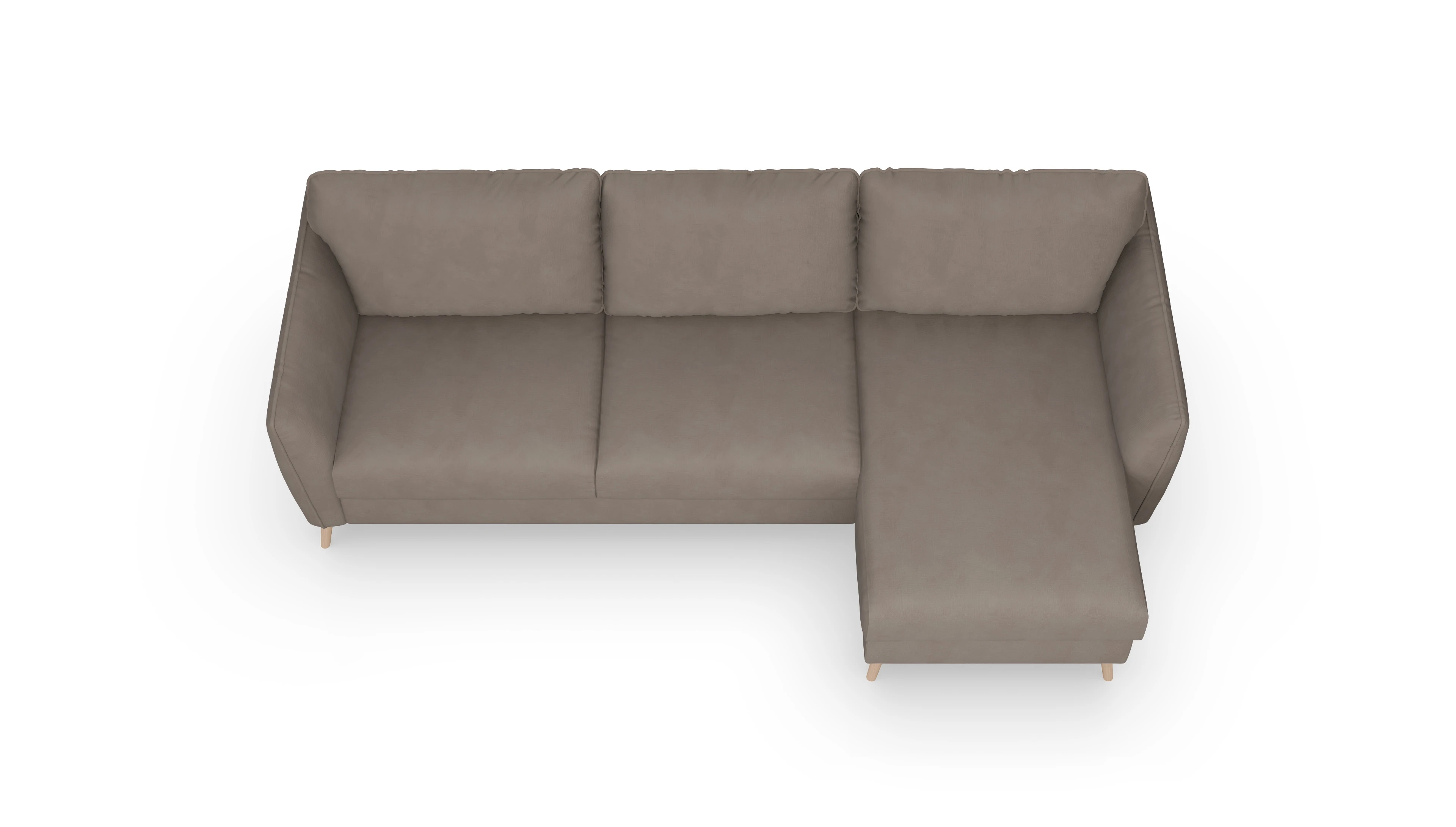 Ansicht des Produktes Eriksen Sofa mit Rec rechts in Stoff braun