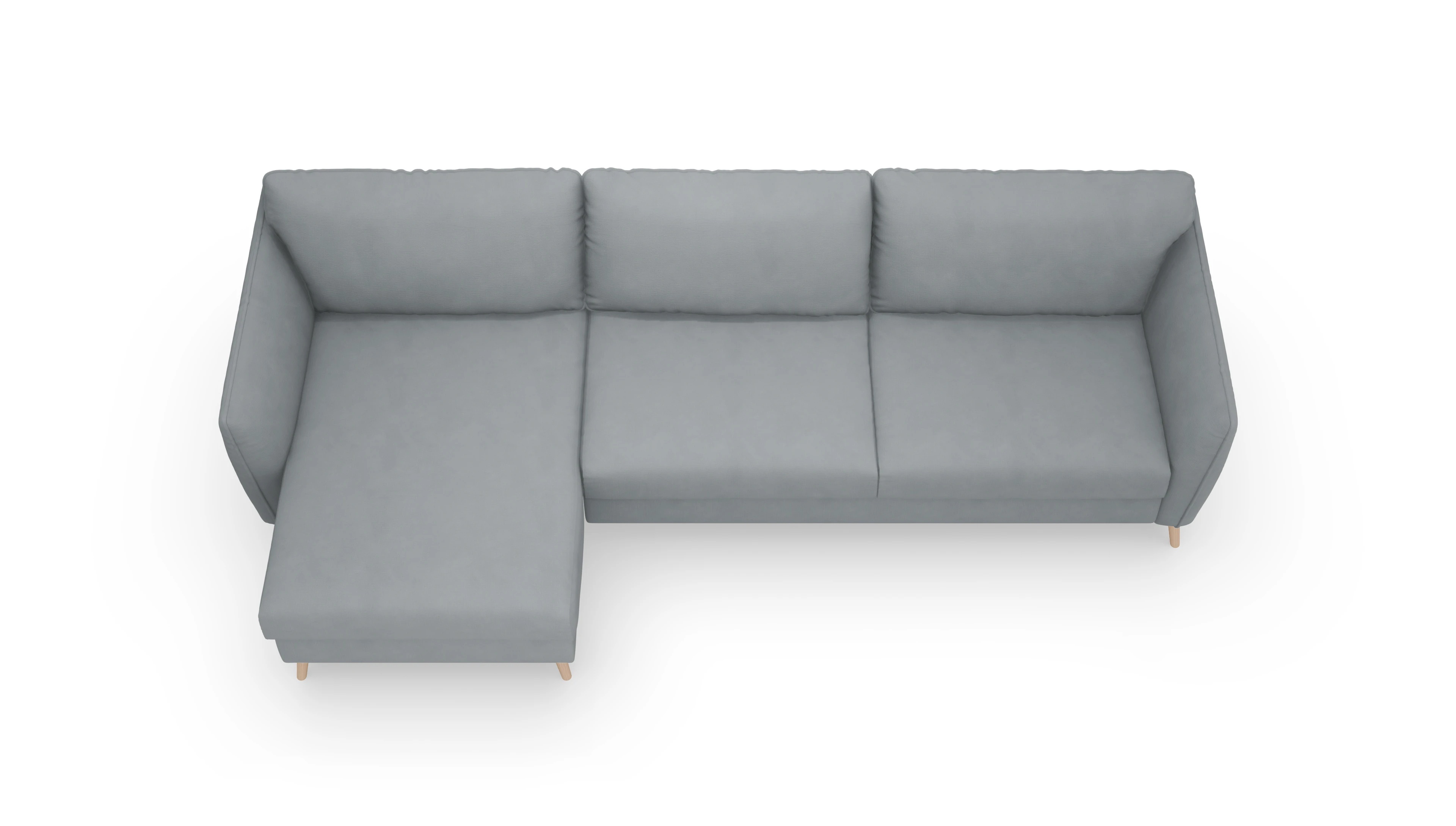Schlafsofa Eriksen Ansicht des Produktes Eriksen Sofa mit Rec links in Stoff grau