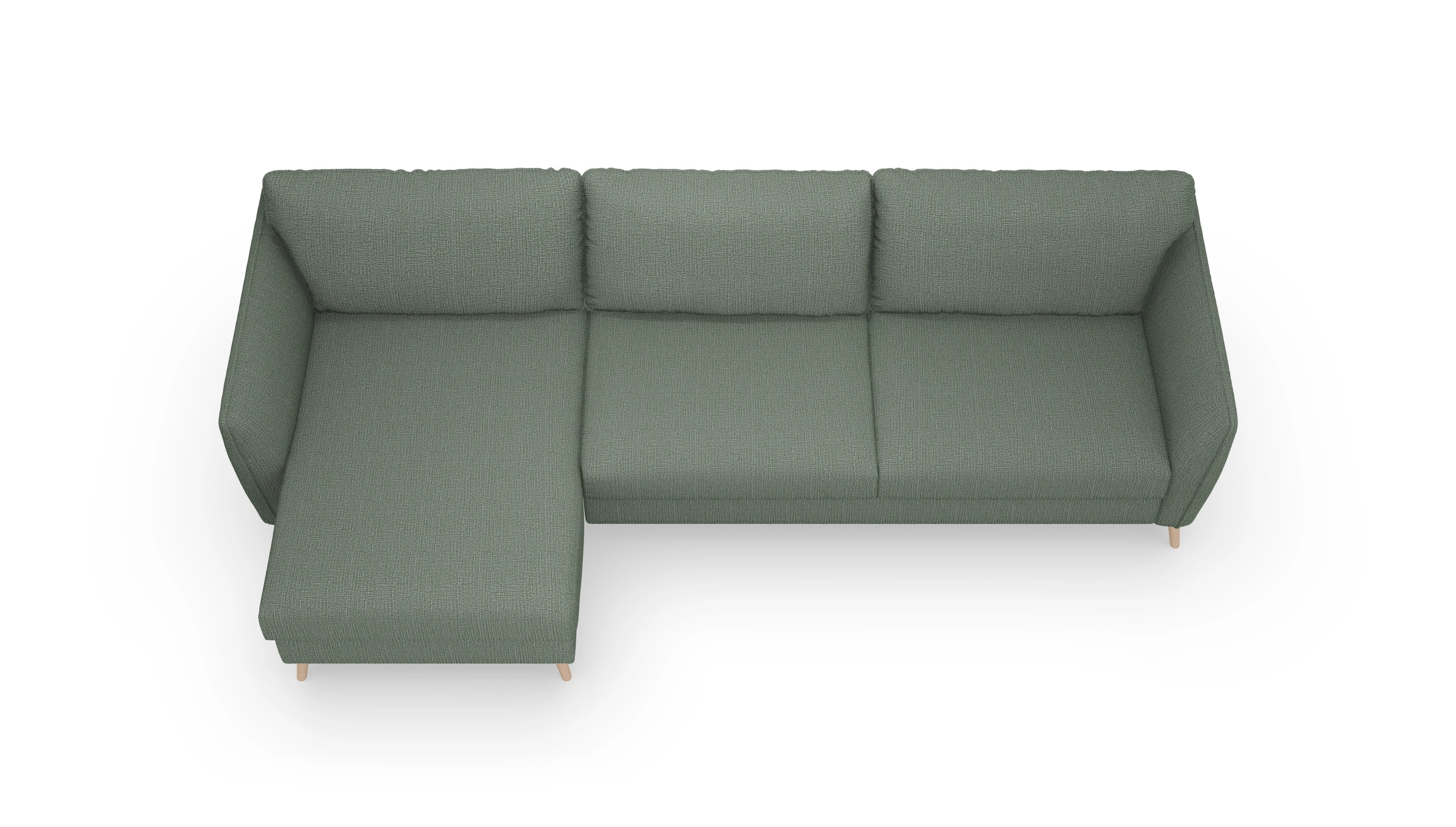 Ansicht des Produktes Eriksen Sofa mit Rec links in Stoff grün