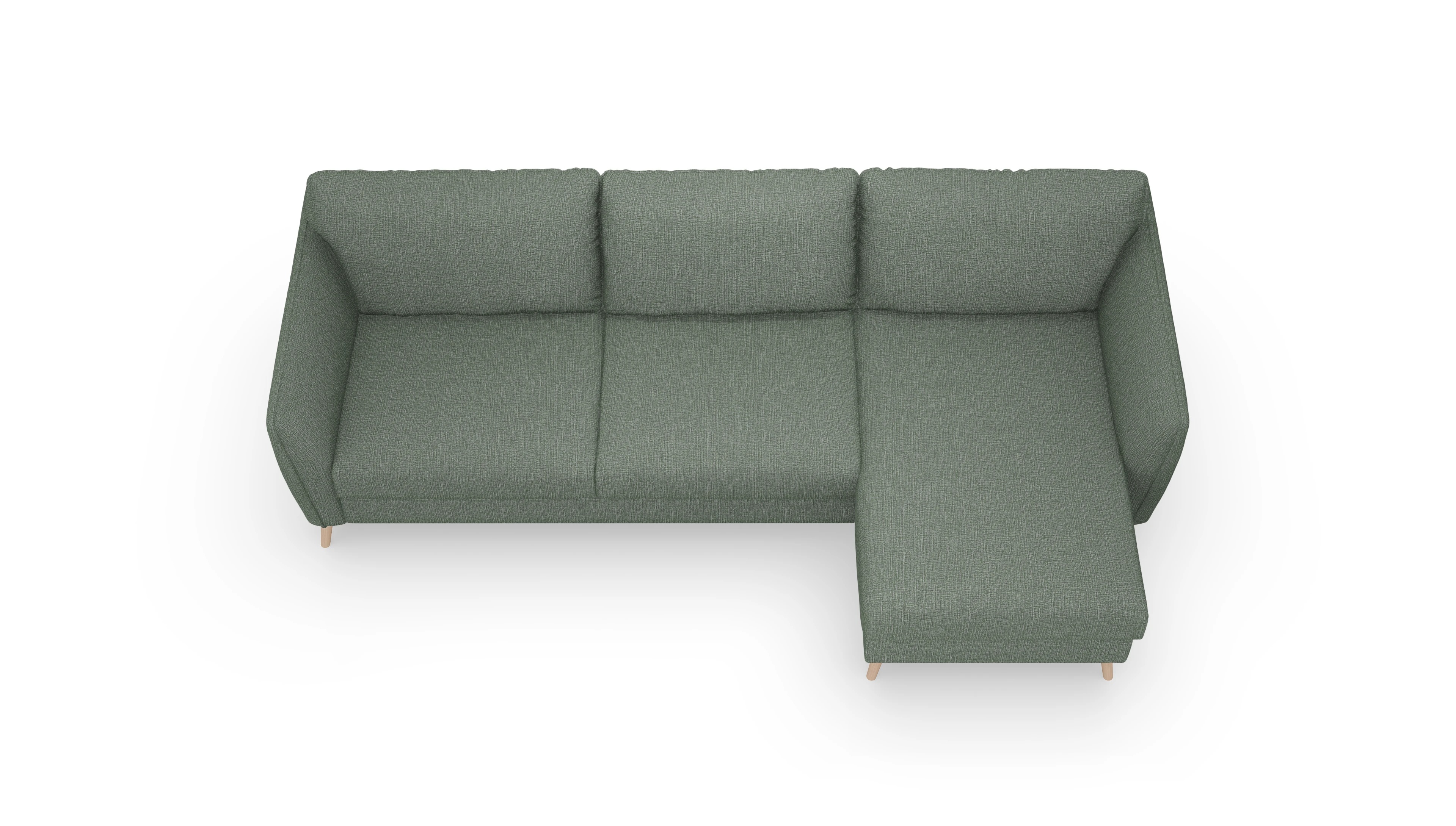 Ansicht des Produktes Eriksen Sofa mit Rec rechts in Stoff grün