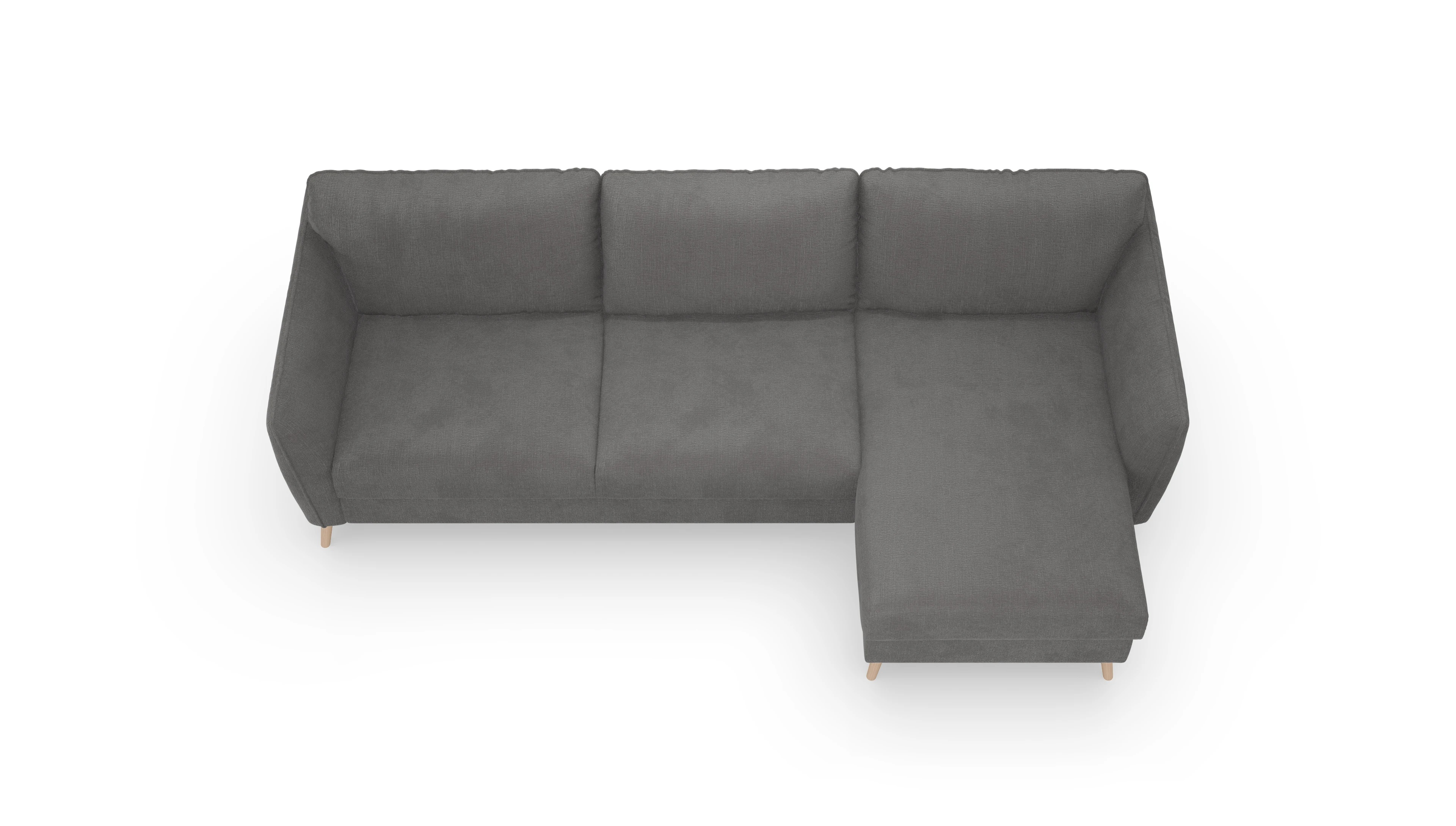 Ansicht des Produktes Eriksen Sofa mit Rec rechts in Stoff grau