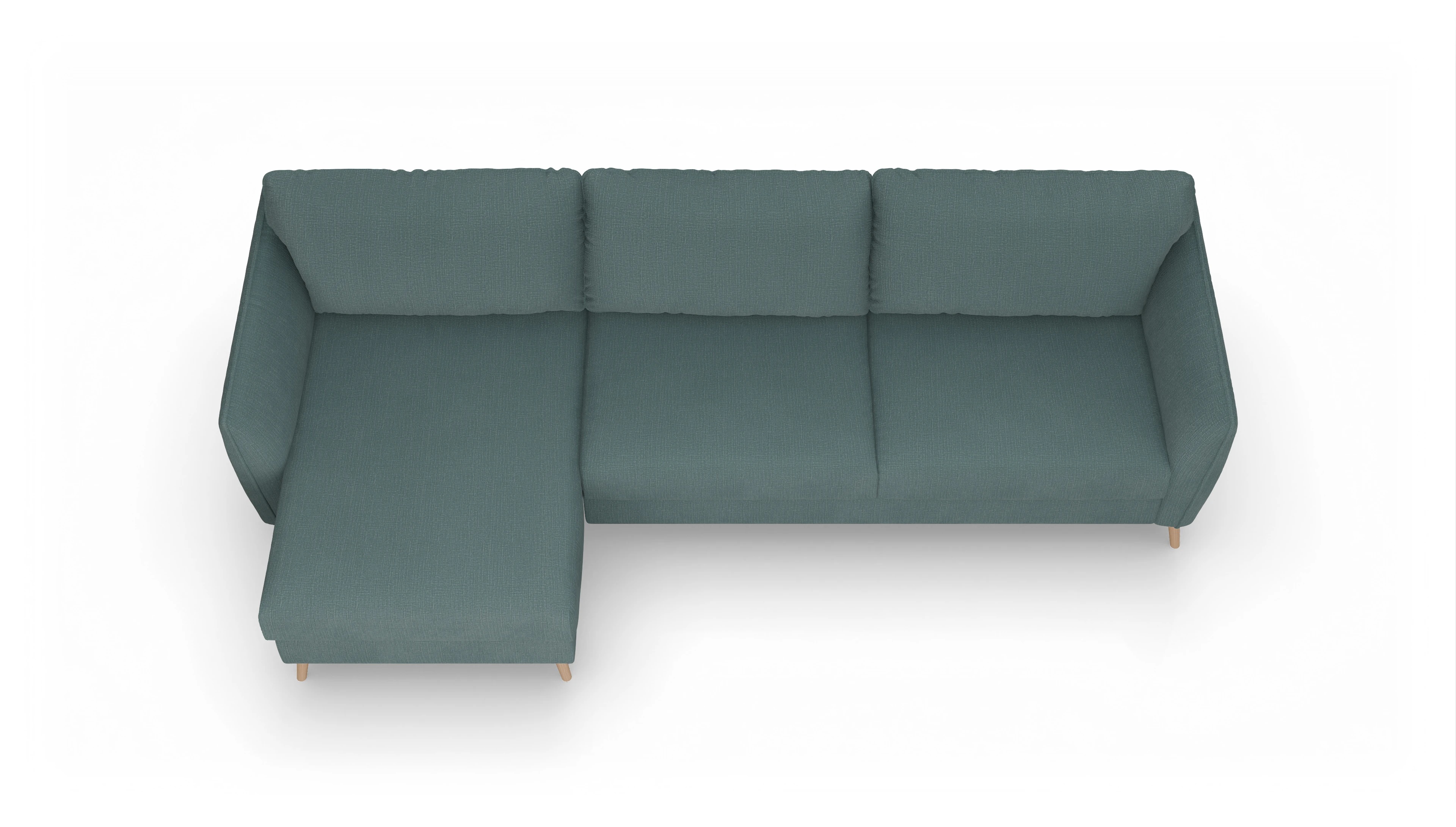 Ansicht des Produktes Eriksen Sofa mit Rec links in Stoff blau