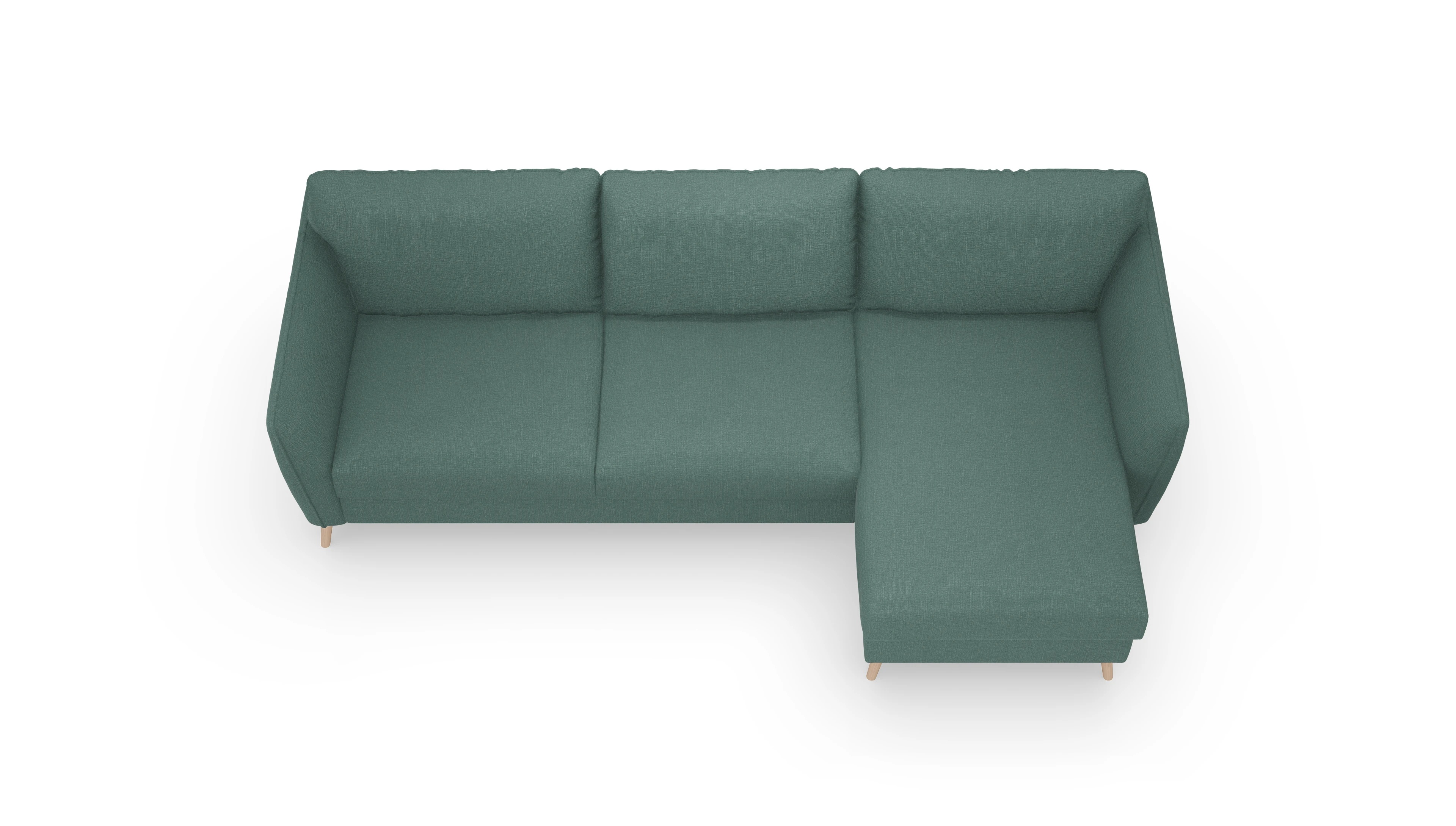 Ansicht des Produktes Eriksen Sofa mit Rec rechts in Stoff blau