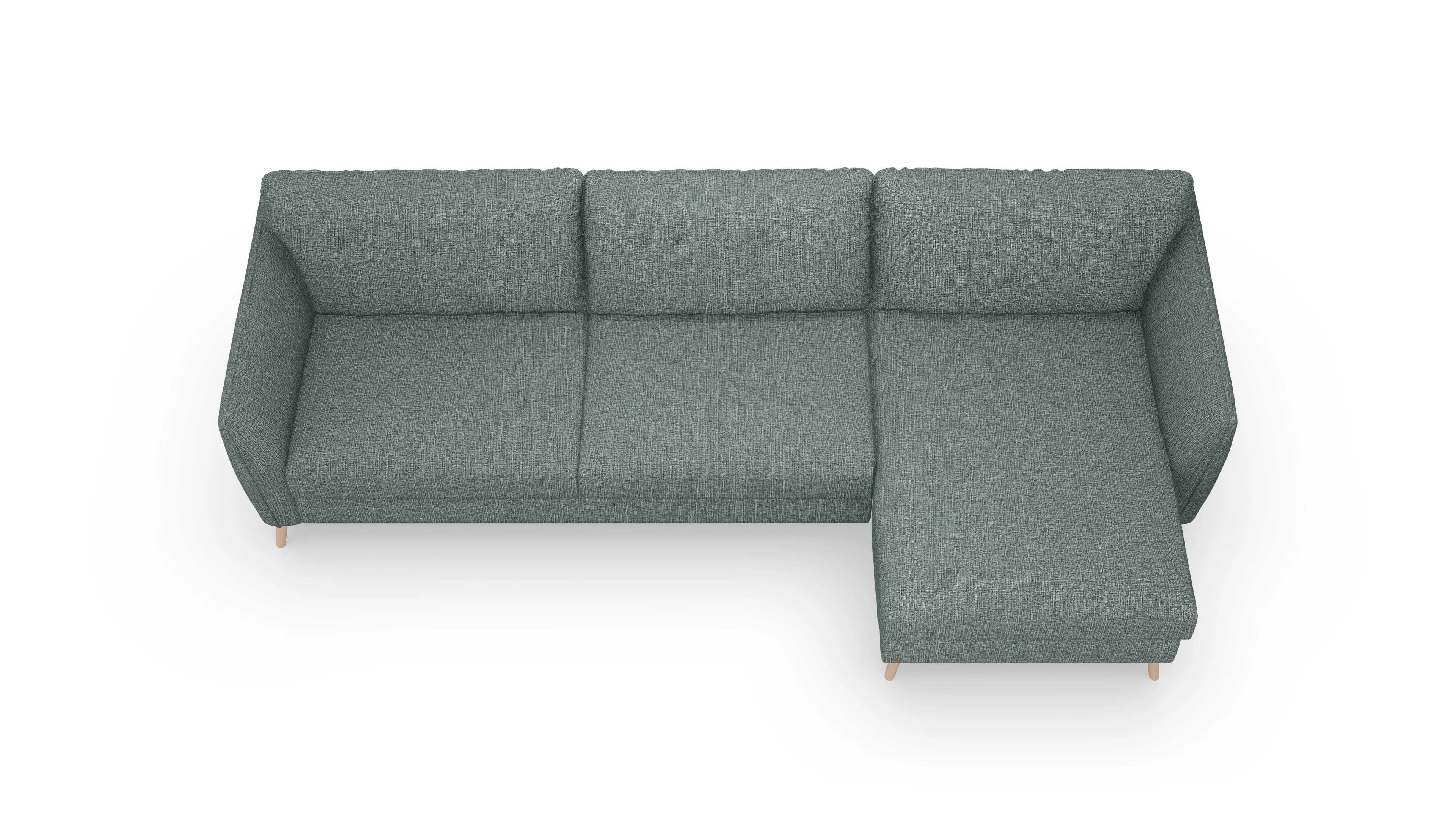 Schlafsofa Eriksen Ansicht des Produktes Eriksen Sofa mit Rec rechts in Stoff blau