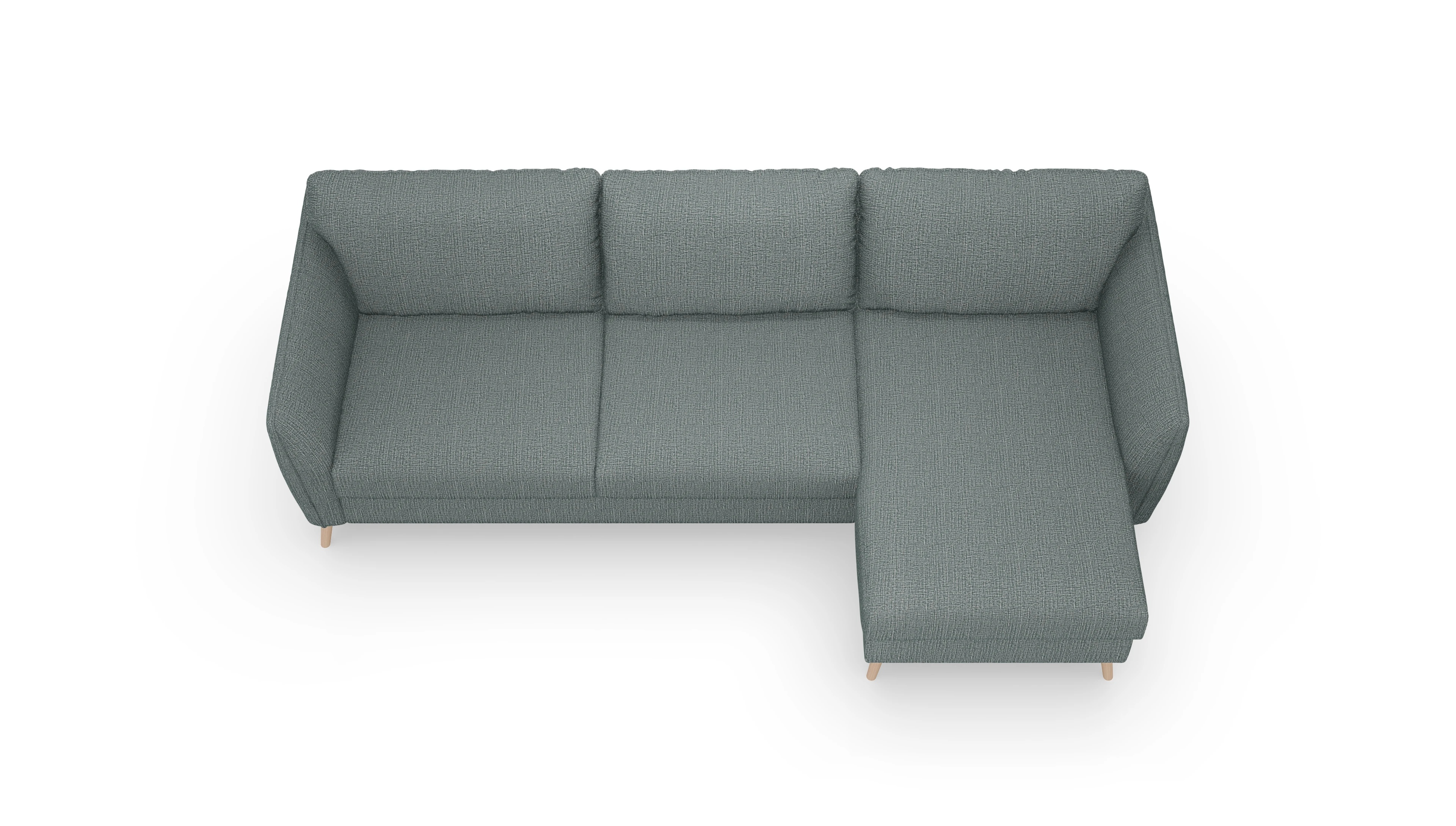 Ansicht des Produktes Eriksen Sofa mit Rec rechts in Stoff blau