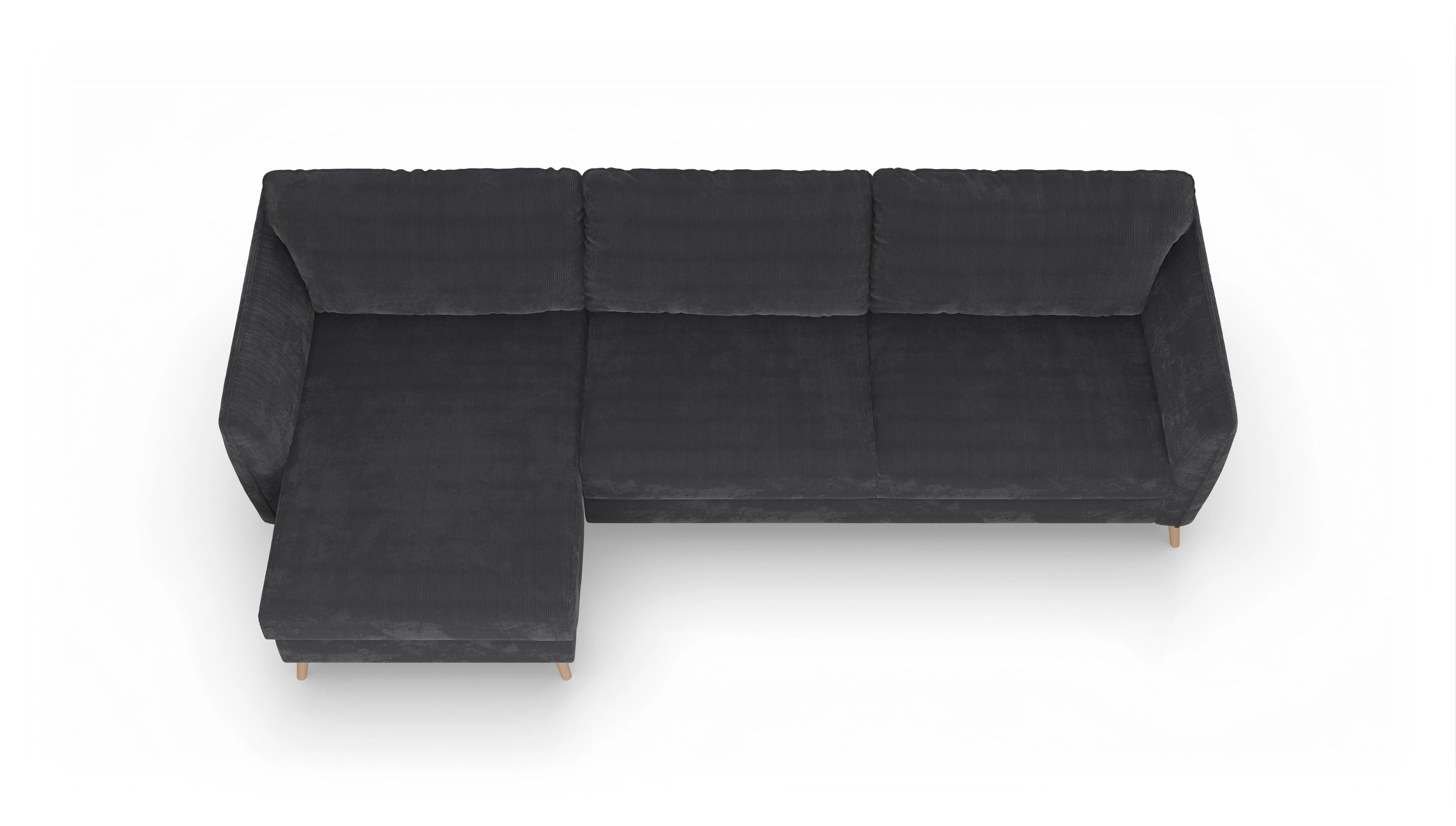 Schlafsofa Eriksen Ansicht des Produktes Eriksen Sofa mit Rec links in Cord grau
