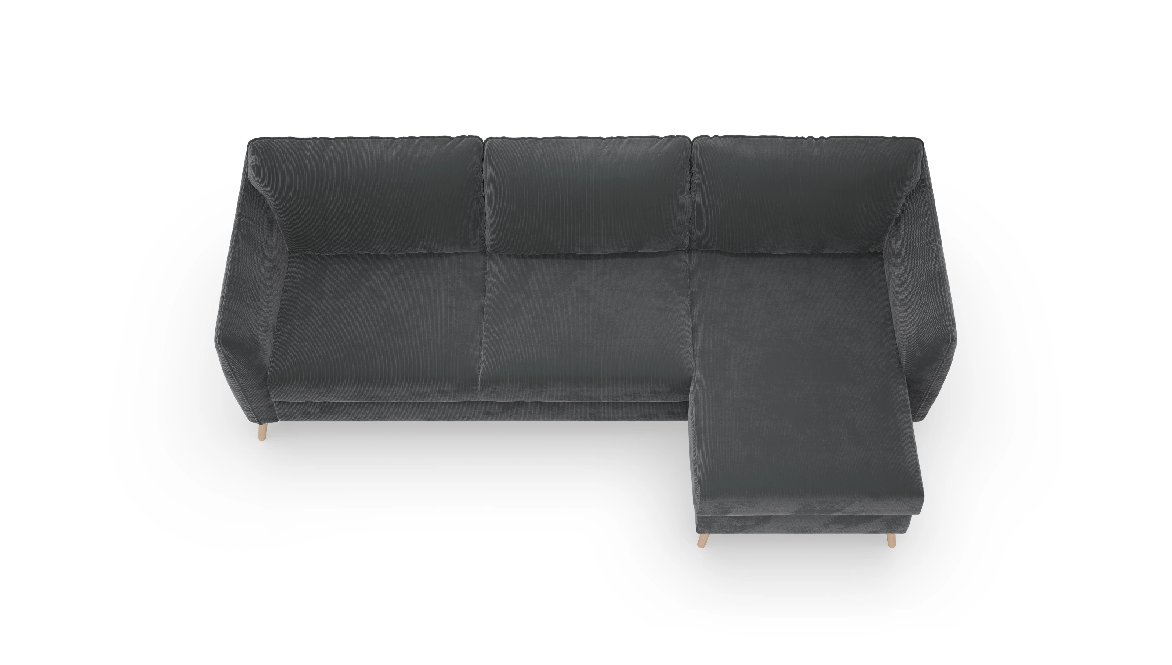 Ansicht des Produktes Eriksen Sofa mit Rec rechts in Cord grau