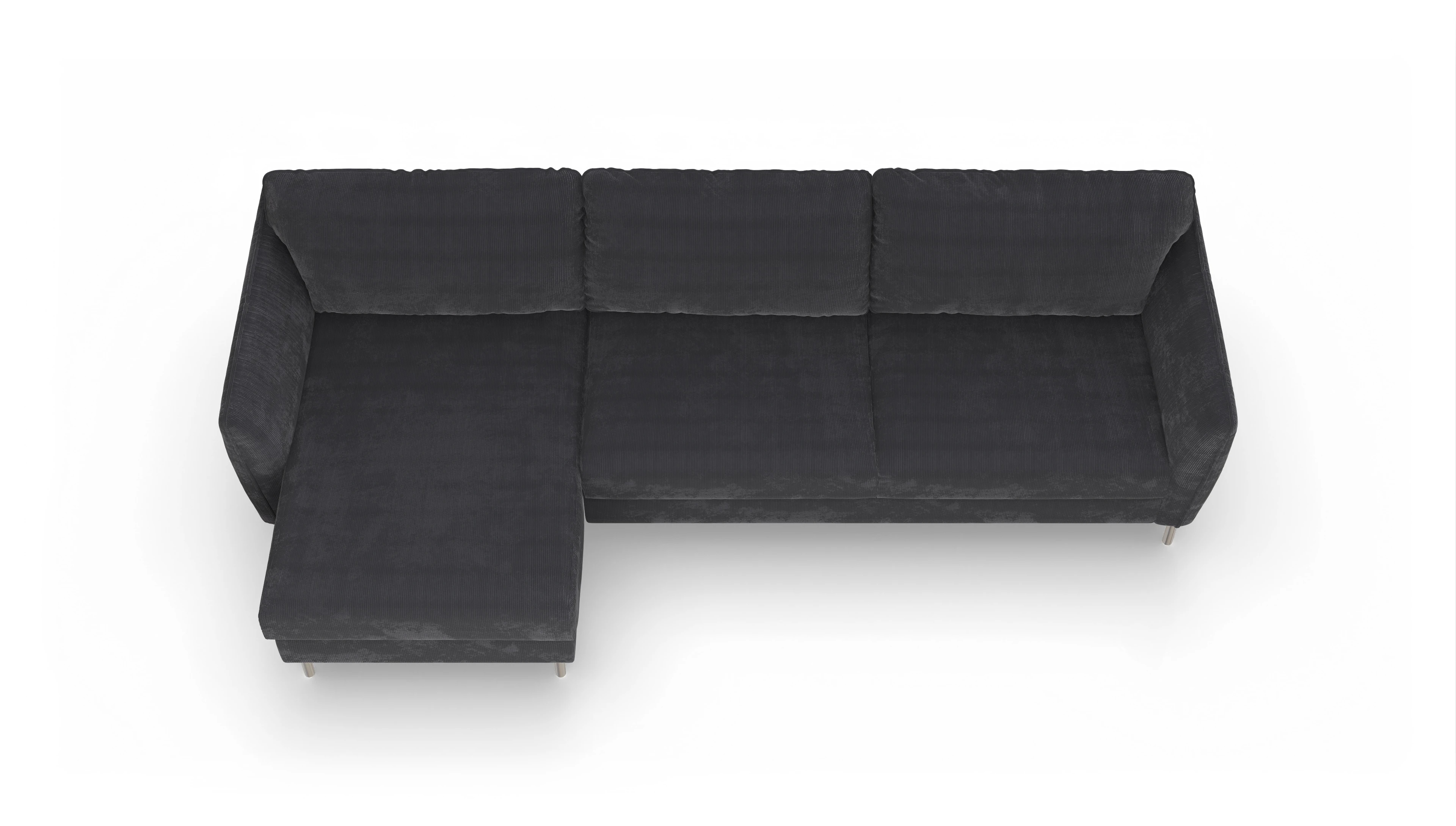 Schlafsofa Eriksen Ansicht des Produktes Eriksen Sofa mit Rec links in Cord grau