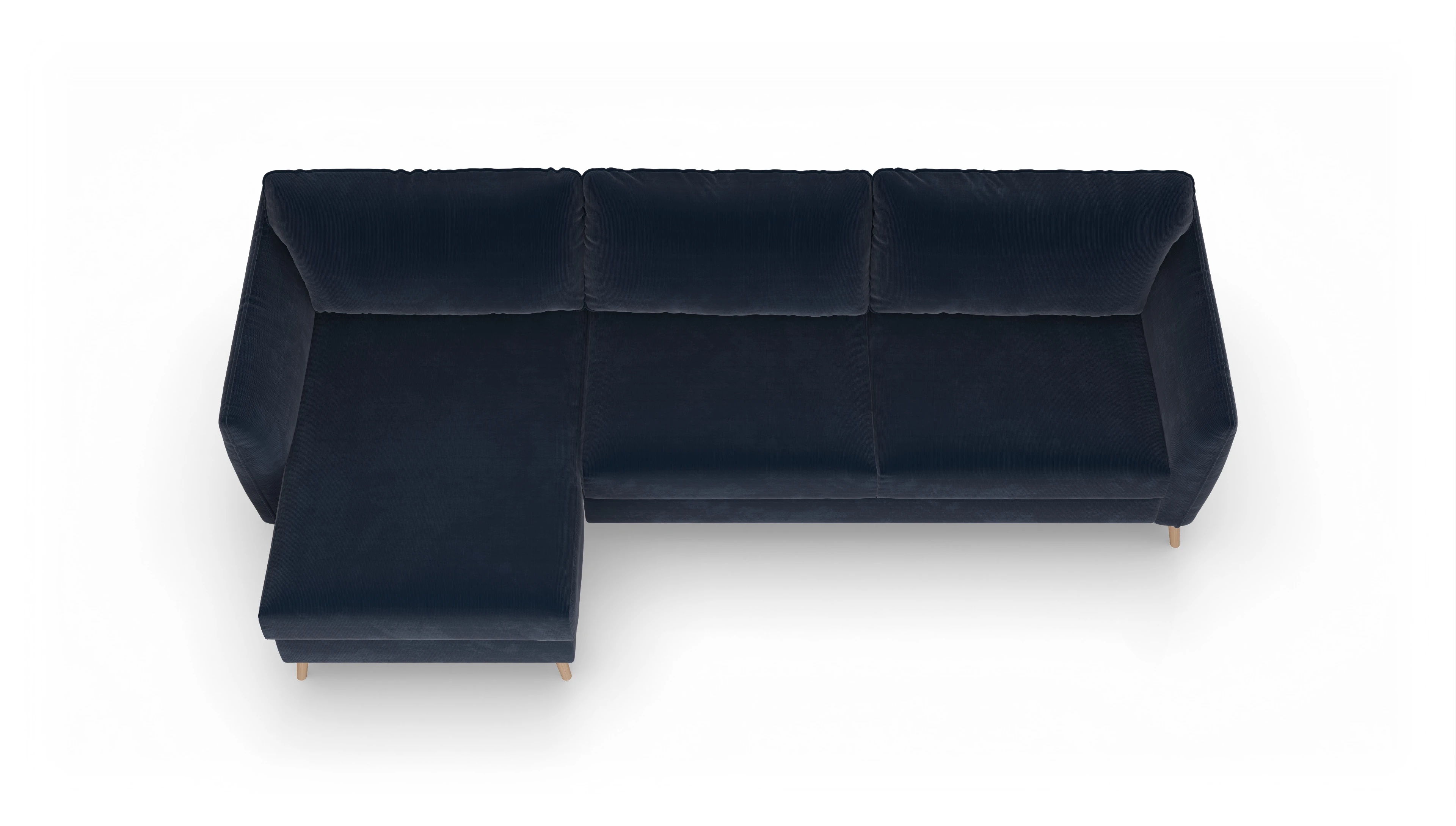 Ansicht des Produktes Eriksen Sofa mit Rec links in Cord blau