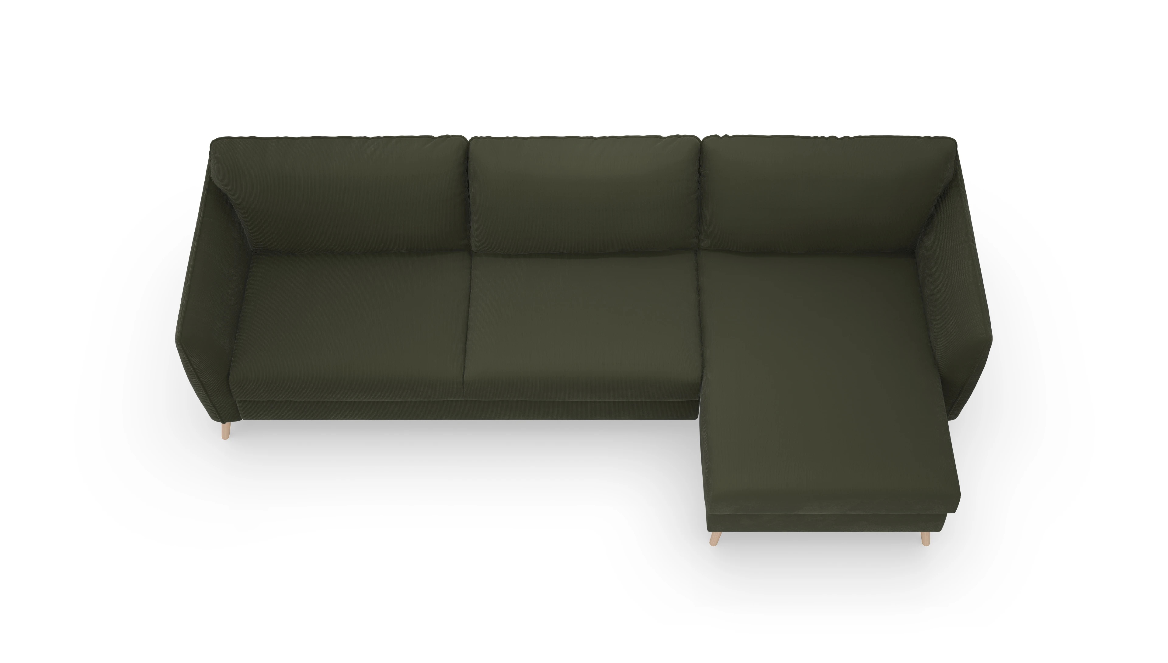 Ansicht des Produktes Eriksen Sofa mit Rec rechts in Cord grün