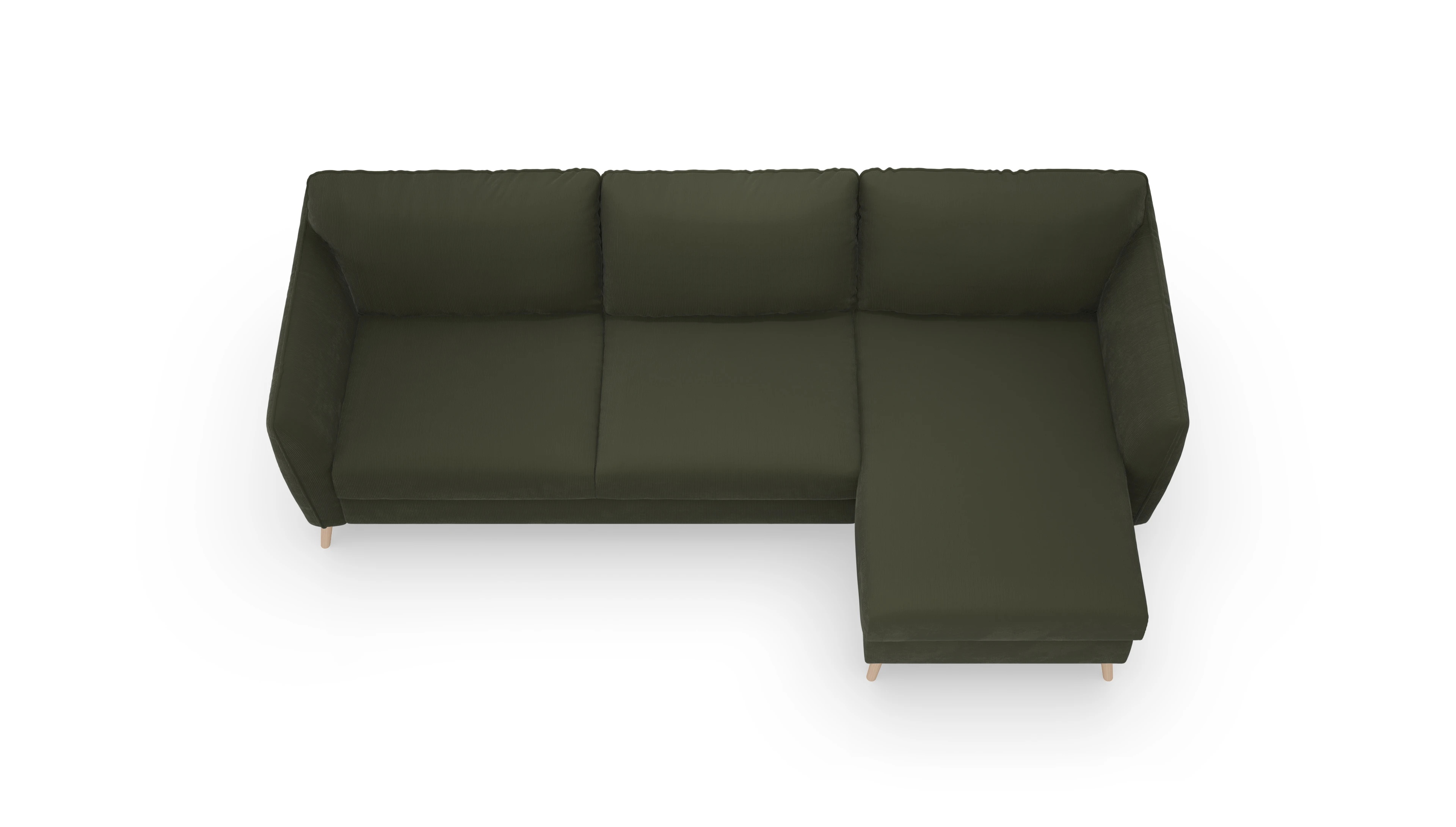 Ansicht des Produktes Eriksen Sofa mit Rec rechts in Cord grün