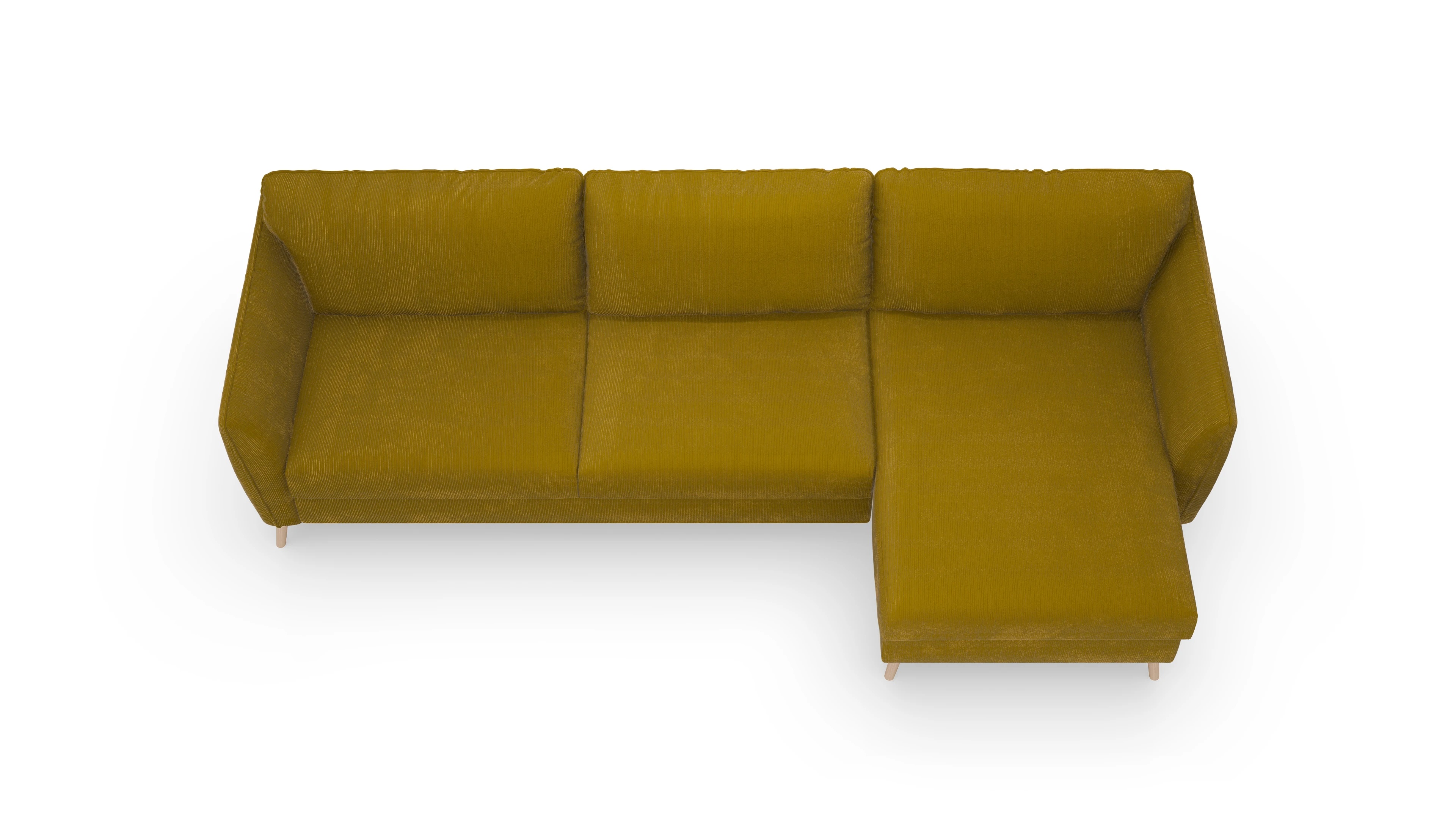 Ansicht des Produktes Eriksen Sofa mit Rec rechts in Cord gelb