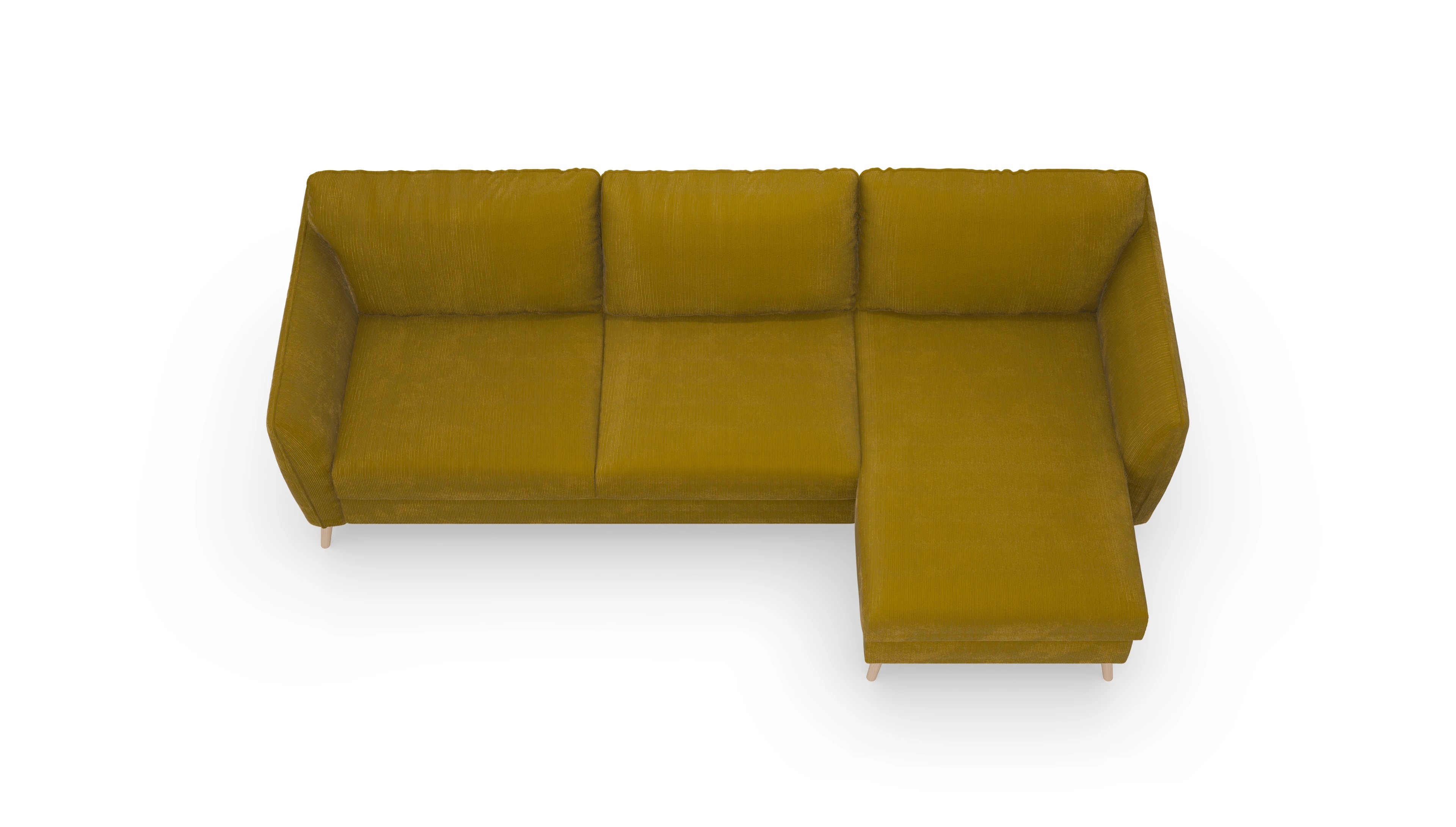 Ansicht des Produktes Eriksen Sofa mit Rec rechts in Cord gelb