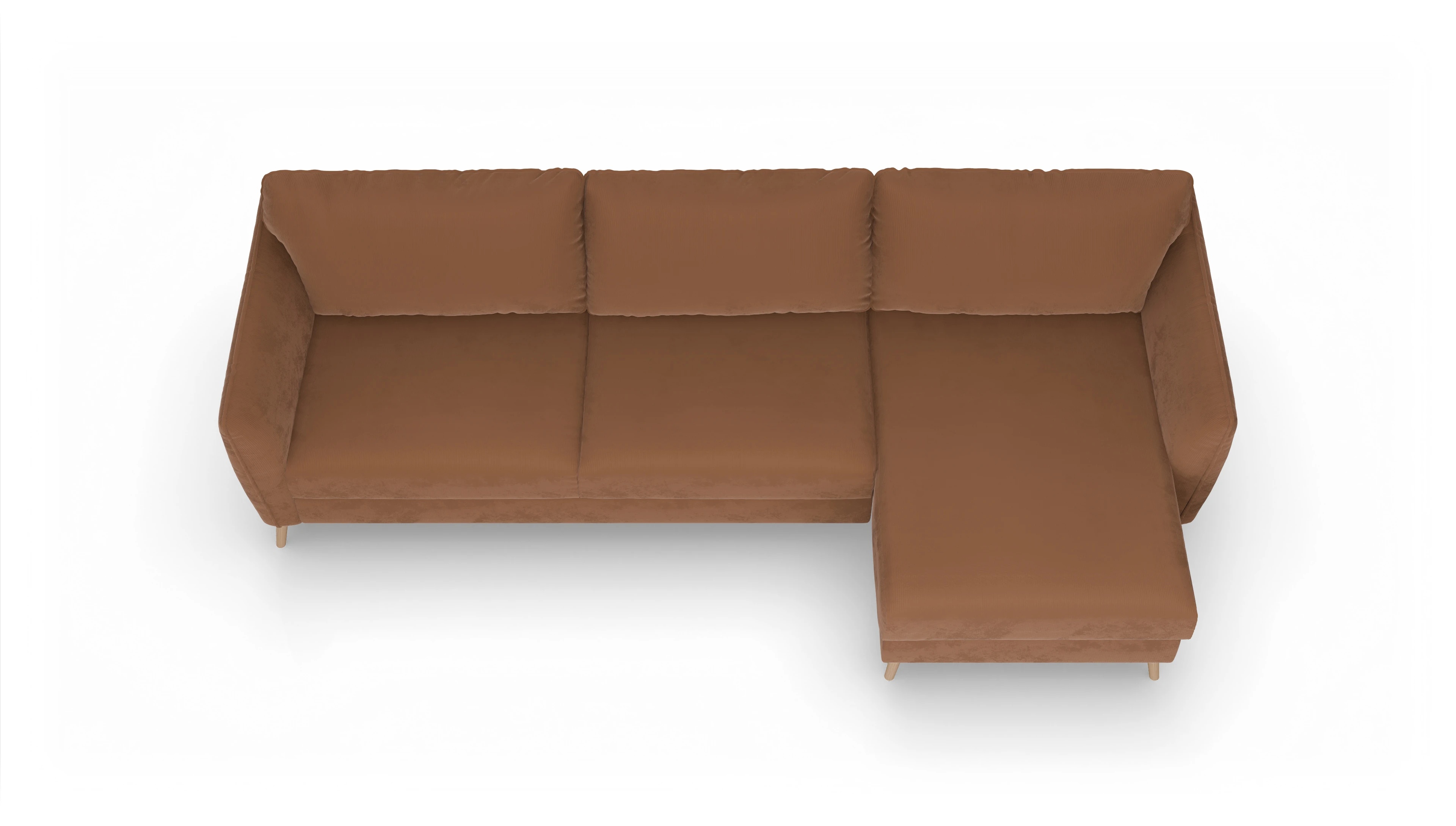 Schlafsofa Eriksen Ansicht des Produktes Eriksen Sofa mit Rec rechts in Cord orange