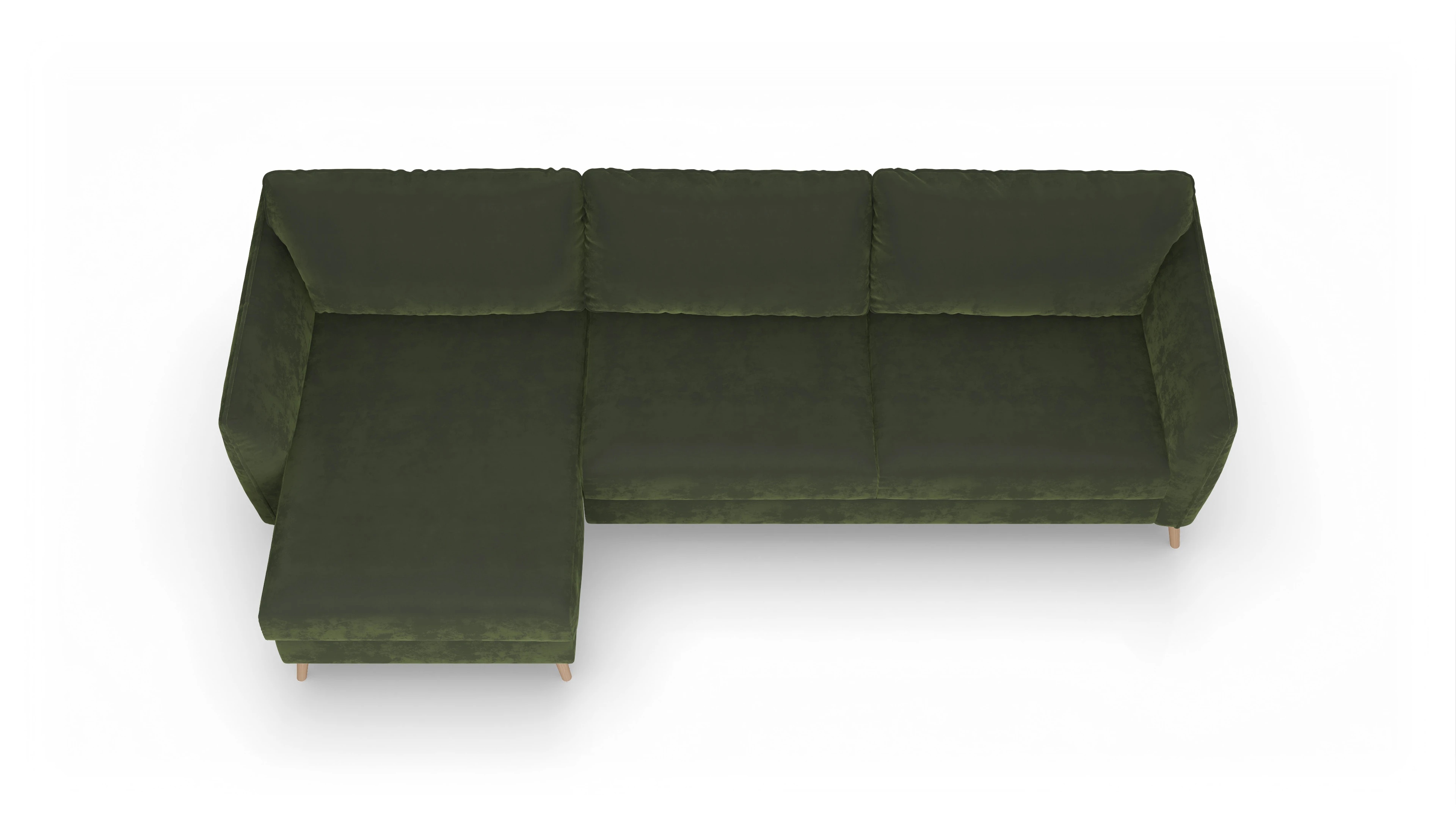 Ansicht des Produktes Eriksen Sofa mit Rec links in Samt grün