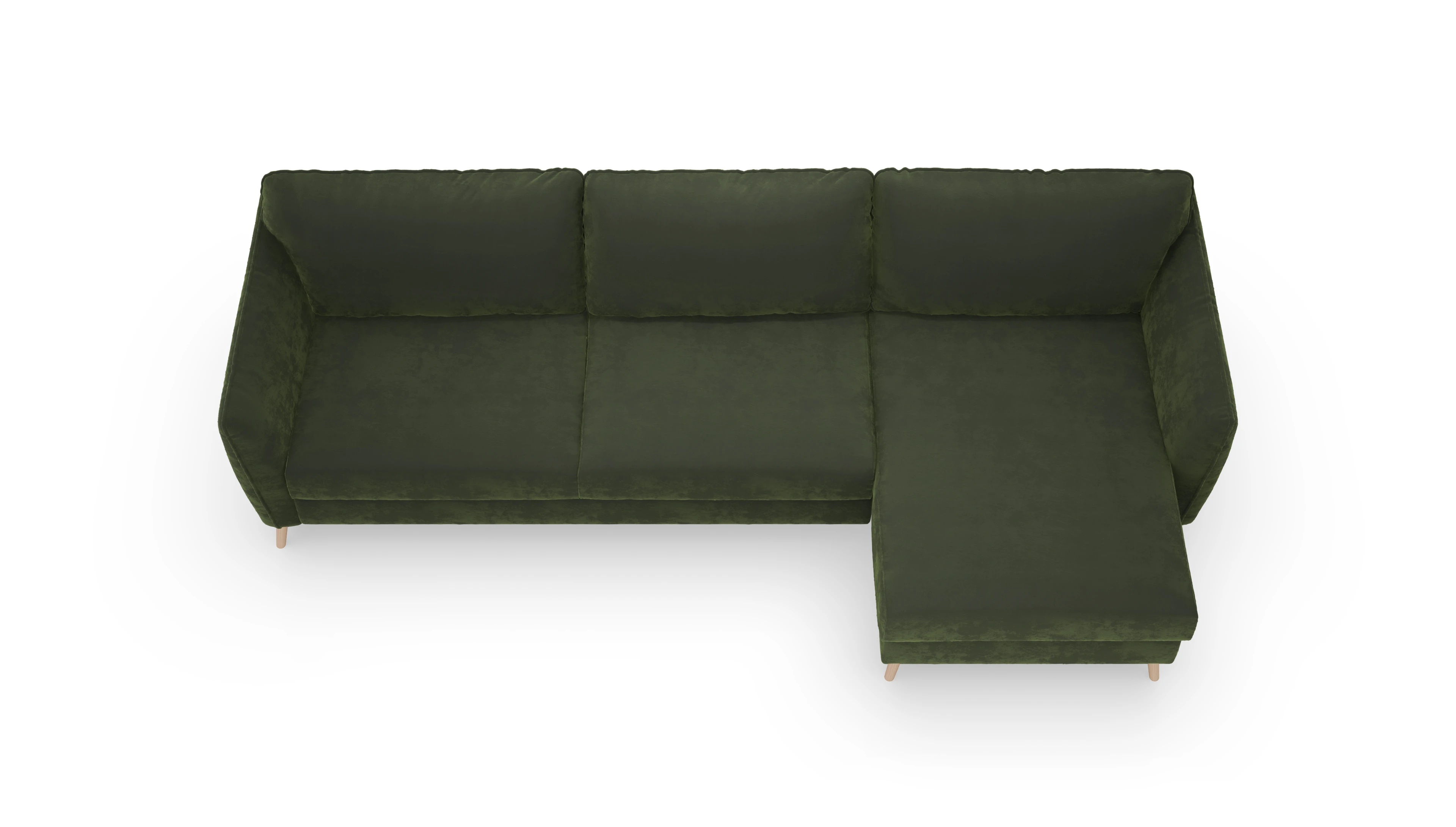 Ansicht des Produktes Eriksen Sofa mit Rec rechts in Samt grün