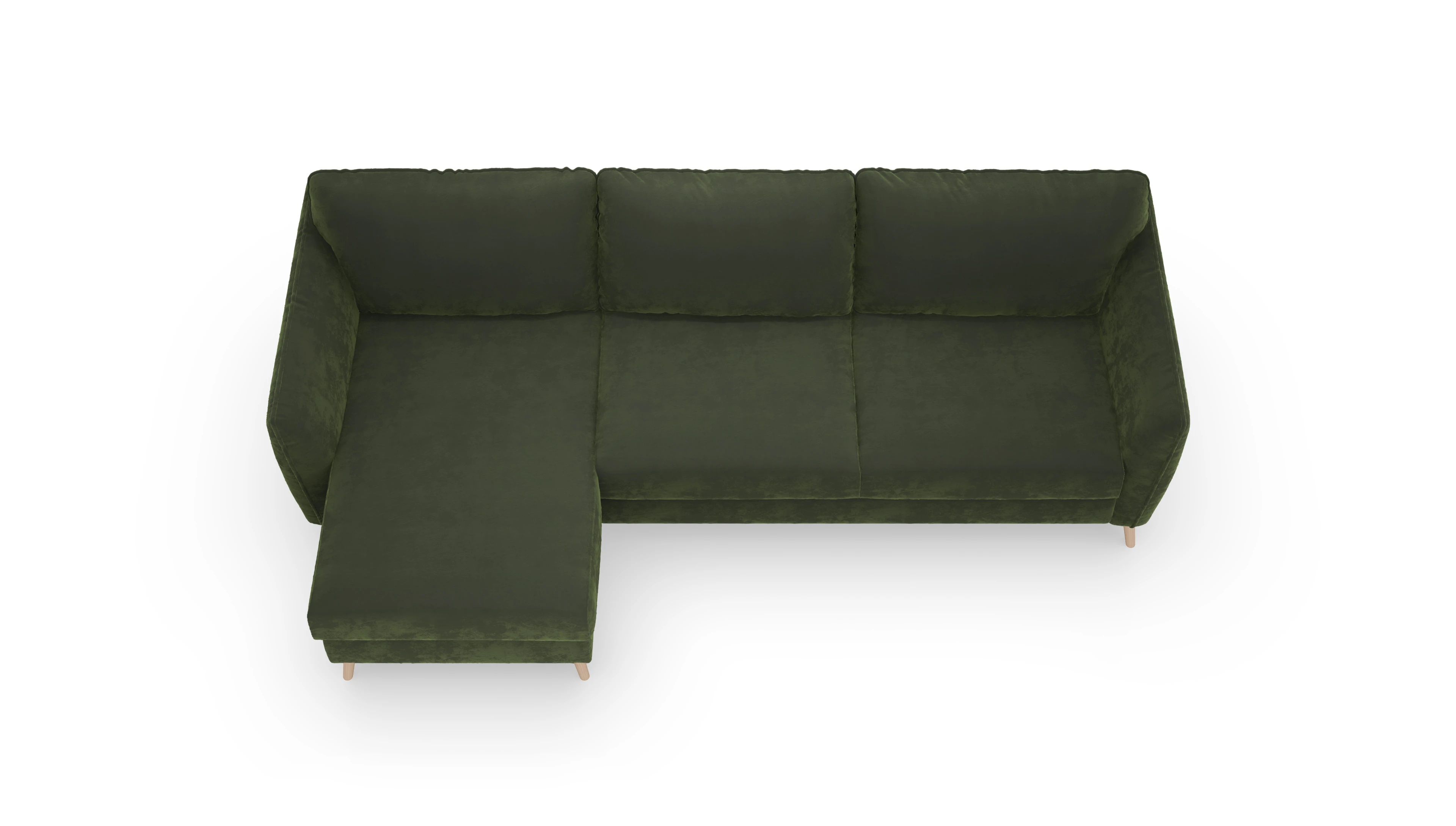 Ansicht des Produktes Eriksen Sofa mit Rec links in Samt grün