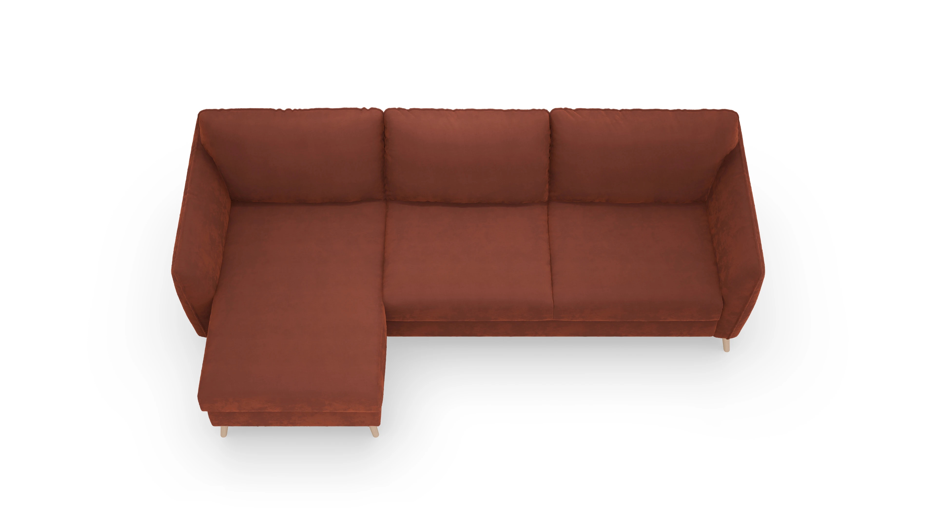 Ansicht des Produktes Eriksen Sofa mit Rec links in Samt orange