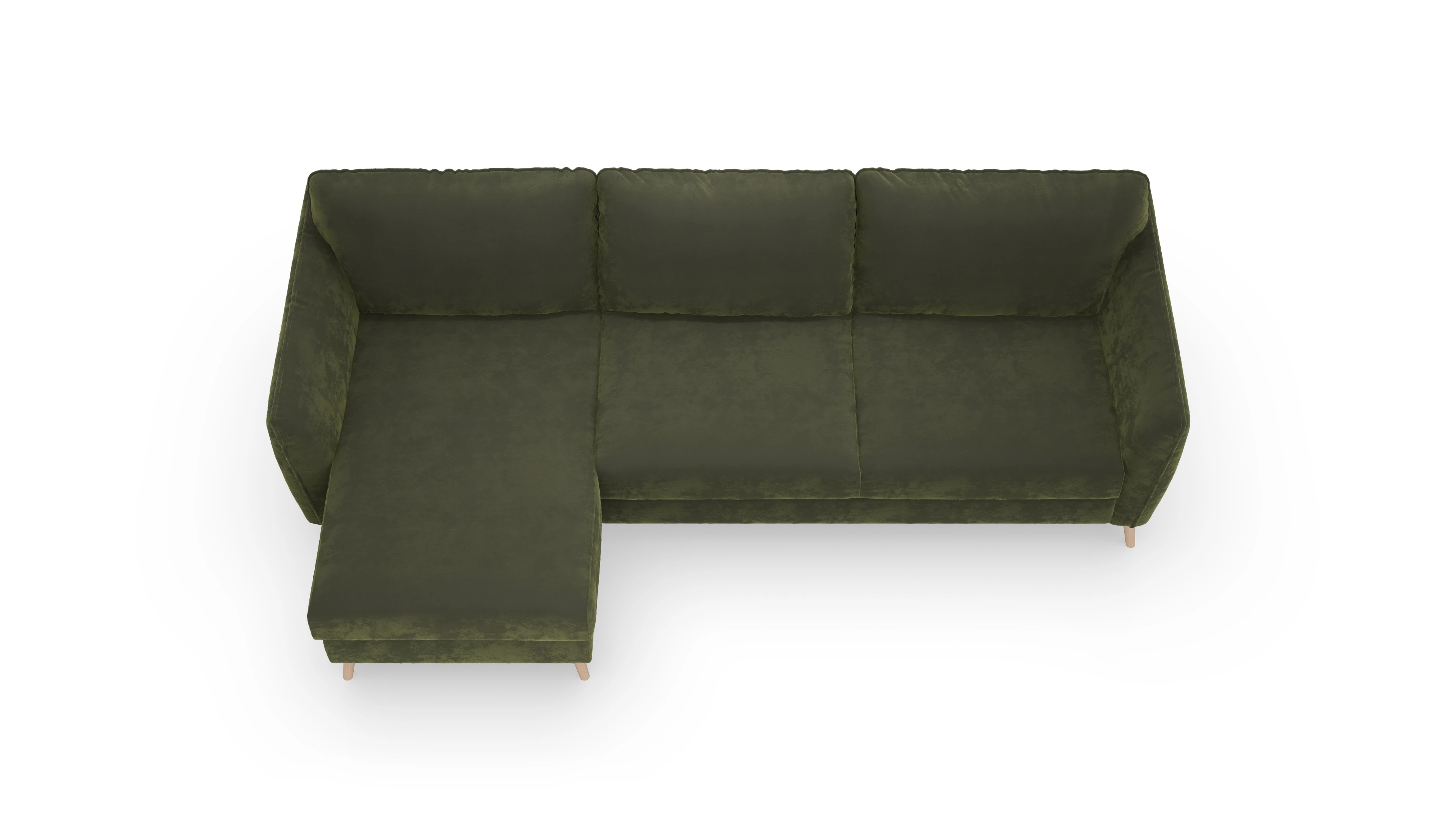 Schlafsofa Eriksen Ansicht des Produktes Eriksen Sofa mit Rec links in Samt grün