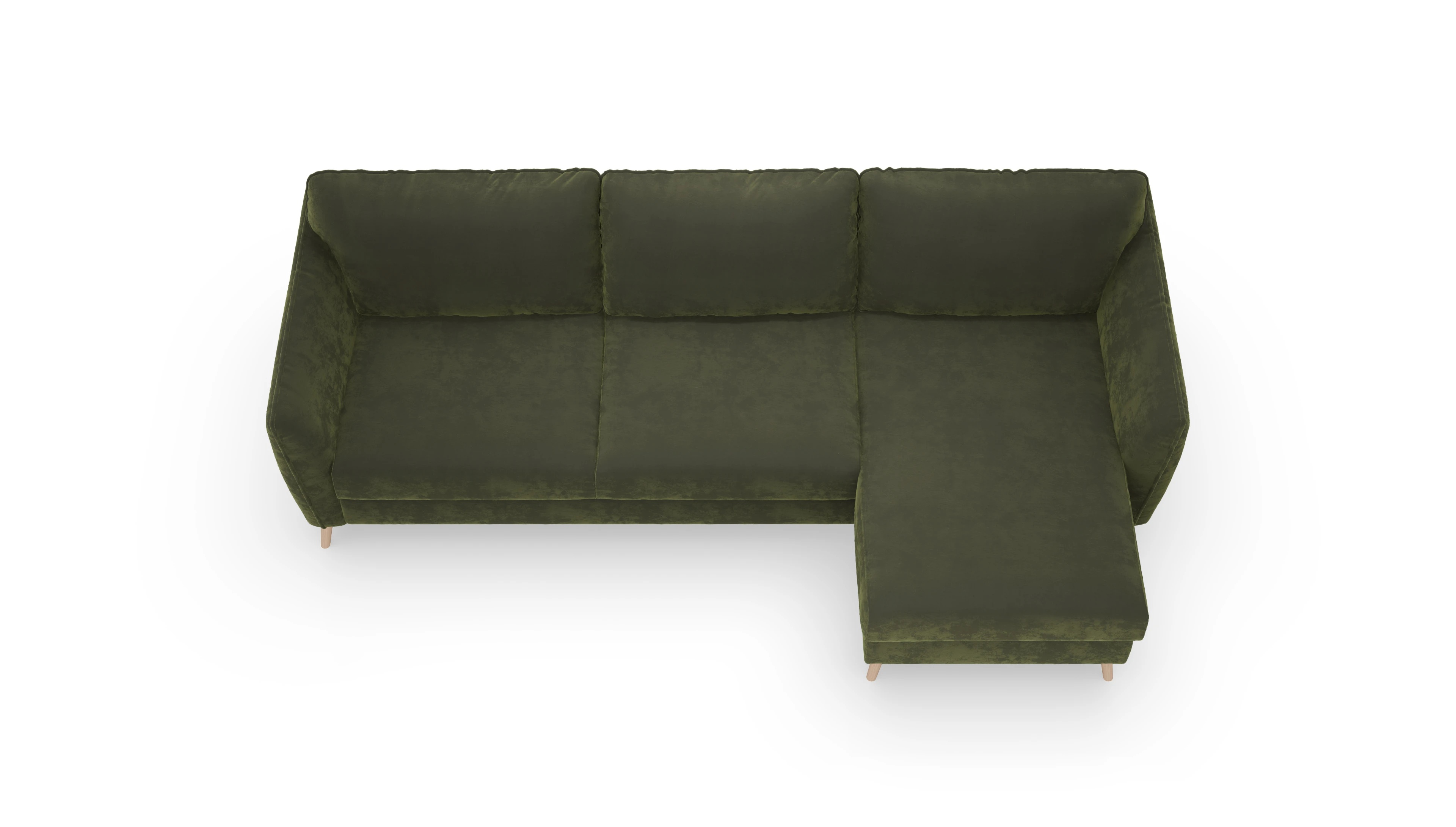 Ansicht des Produktes Eriksen Sofa mit Rec rechts in Samt grün