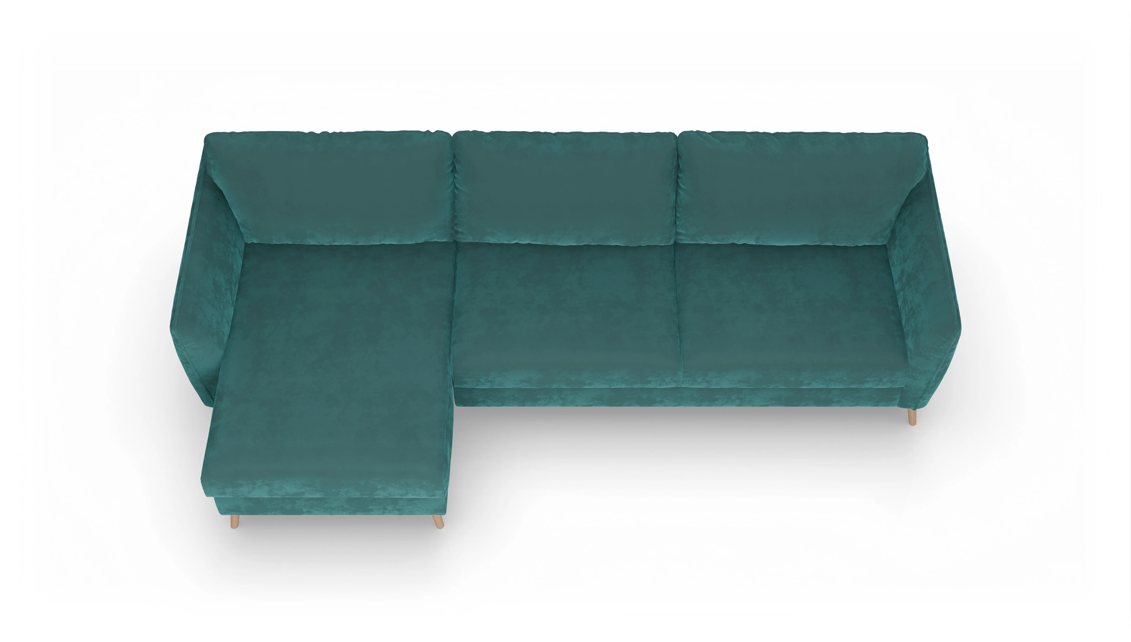 Ansicht des Produktes Eriksen Sofa mit Rec links in Samt grün