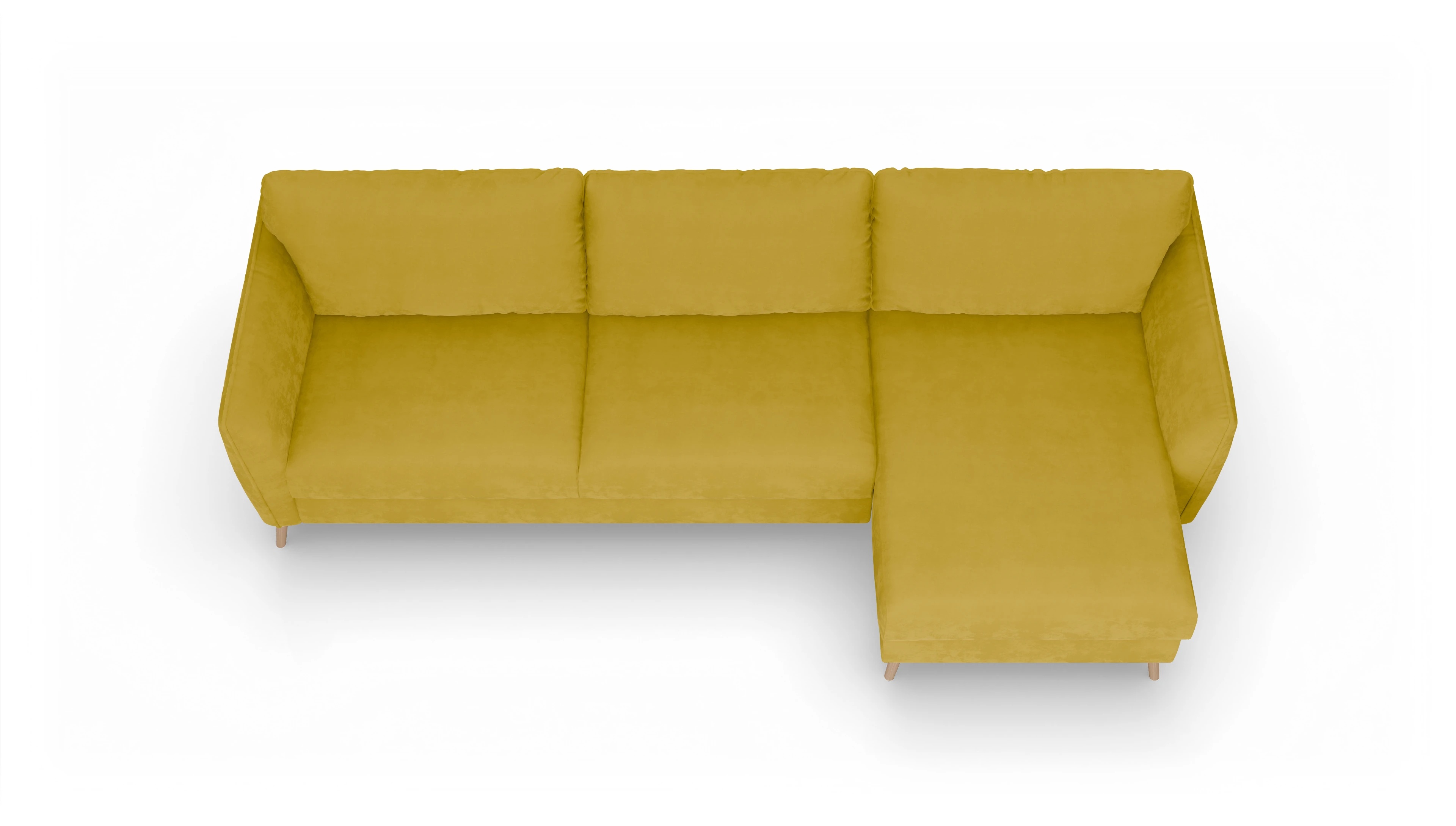 Ansicht des Produktes Eriksen Sofa mit Rec rechts in Samt gelb