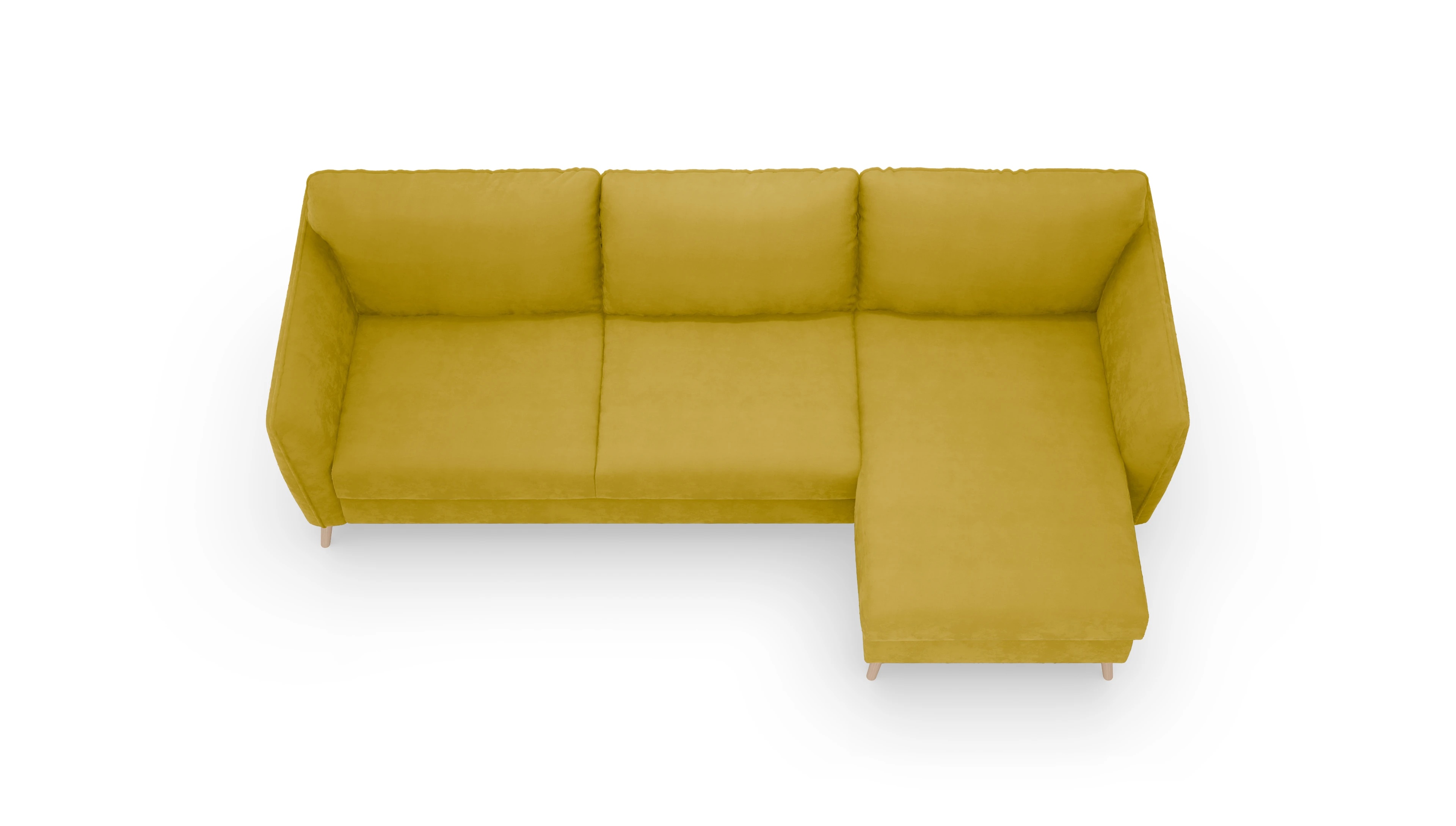 Ansicht des Produktes Eriksen Sofa mit Rec rechts in Samt gelb