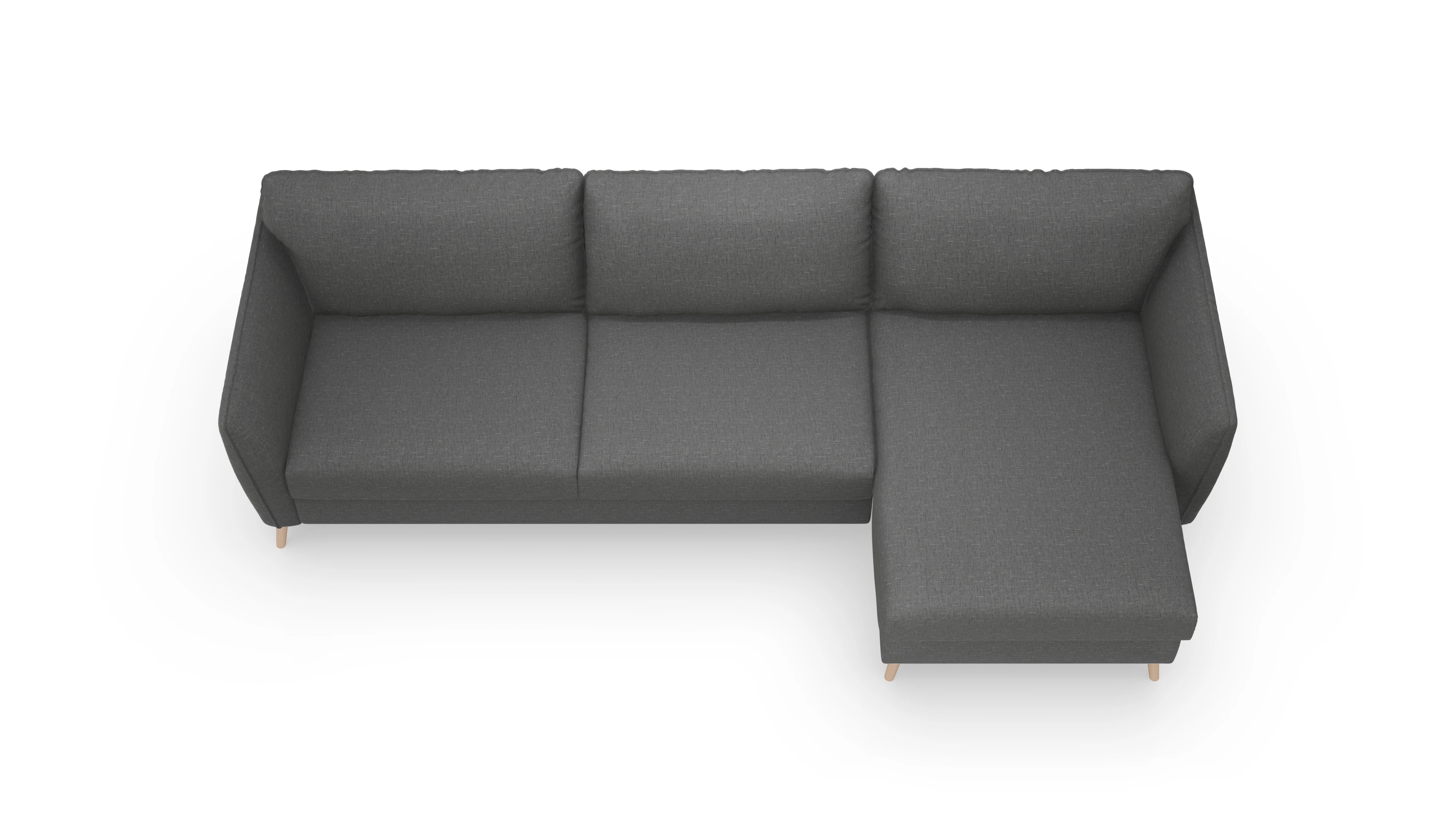 Schlafsofa Eriksen Ansicht des Produktes Eriksen Sofa mit Rec rechts in Stoff grau