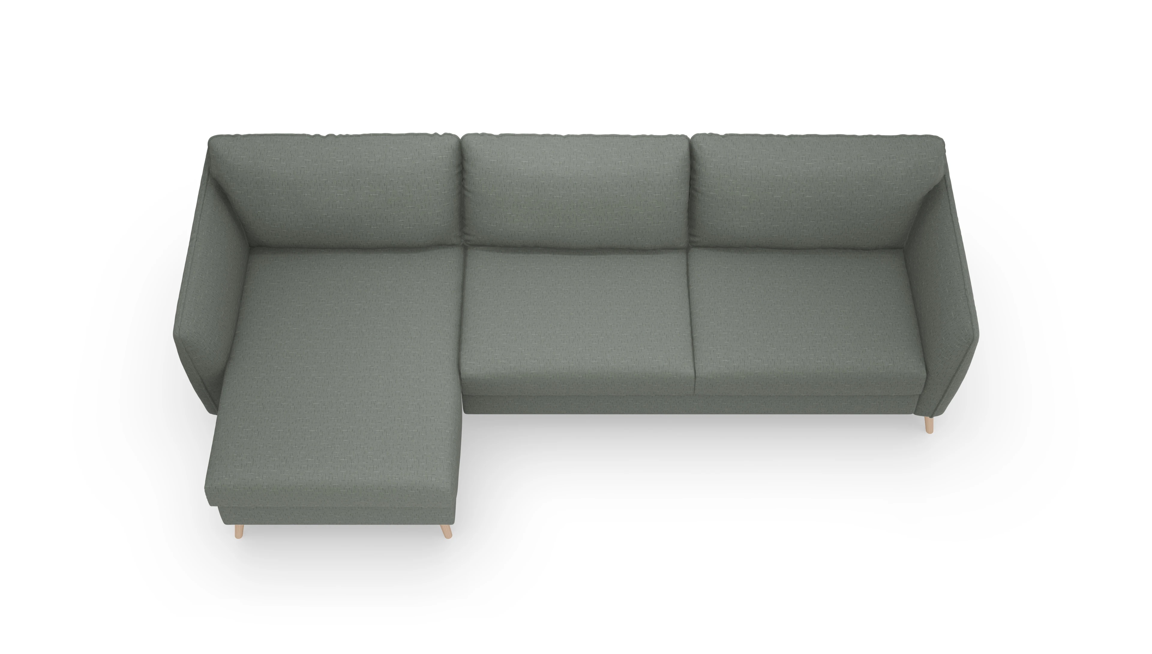 Ansicht des Produktes Eriksen Sofa mit Rec links in Stoff grün