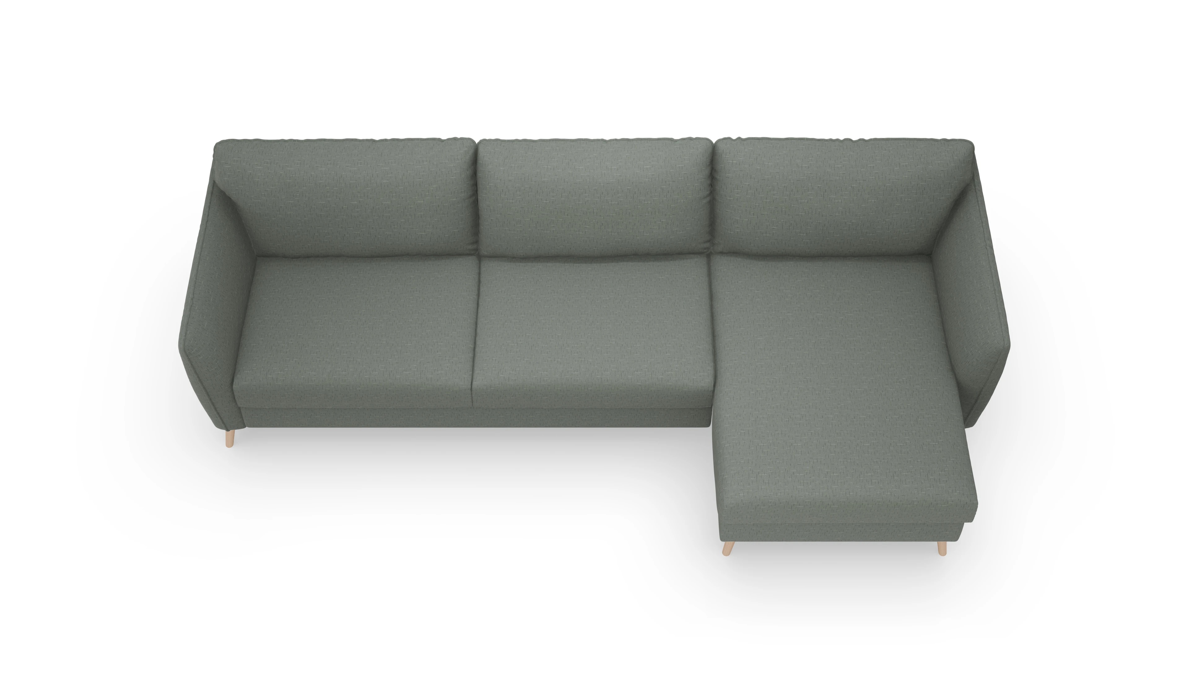 Ansicht des Produktes Eriksen Sofa mit Rec rechts in Stoff grün