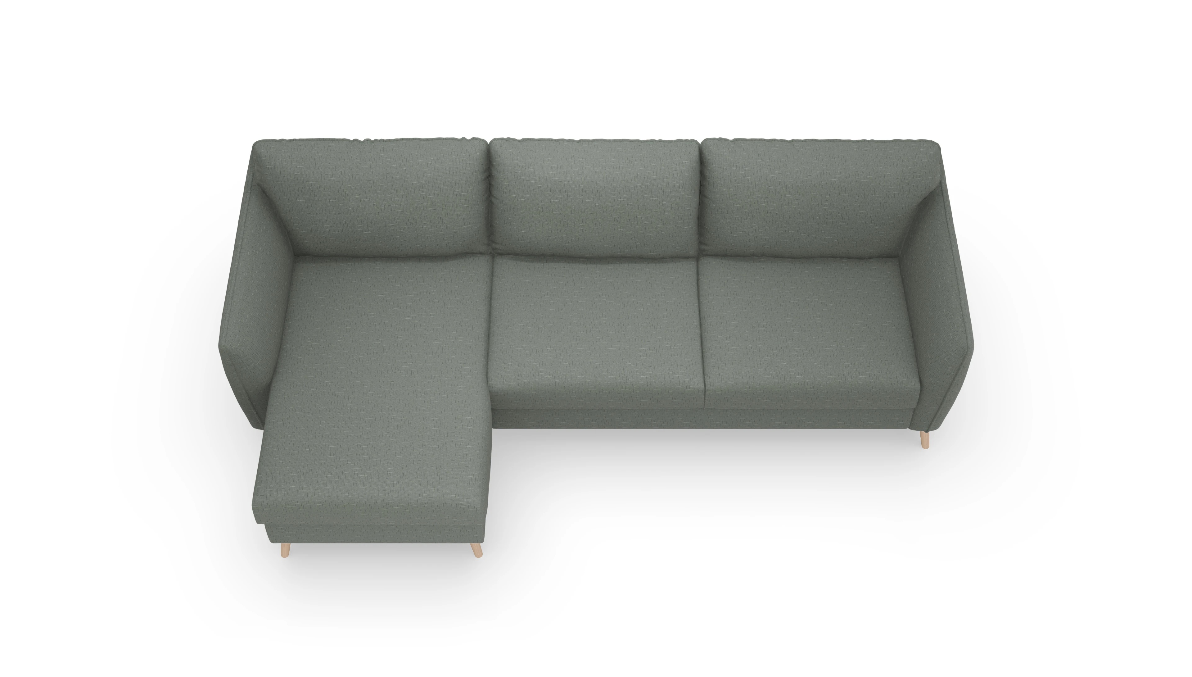 Ansicht des Produktes Eriksen Sofa mit Rec links in Stoff grün