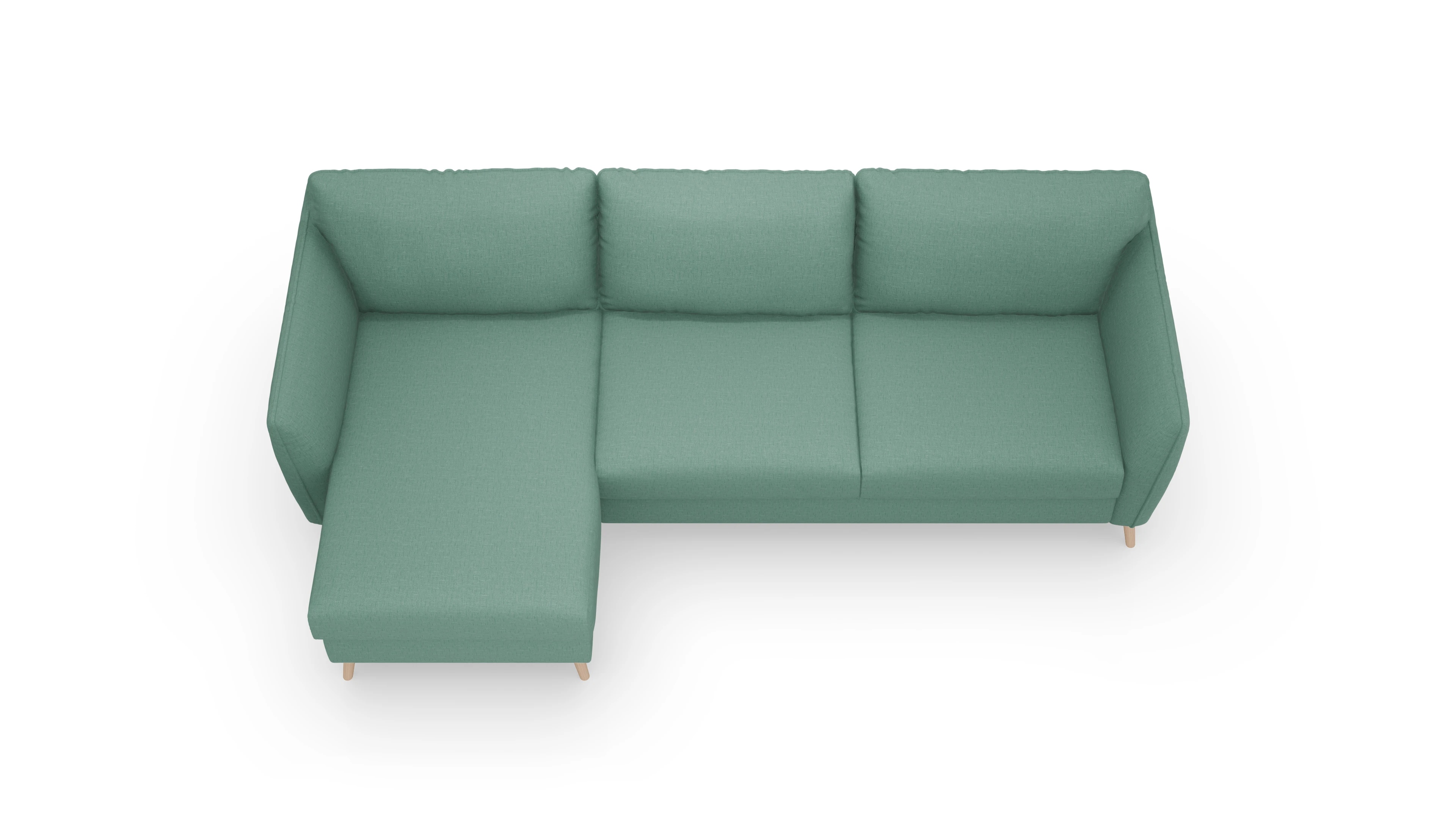 Ansicht des Produktes Eriksen Sofa mit Rec links in Stoff blau