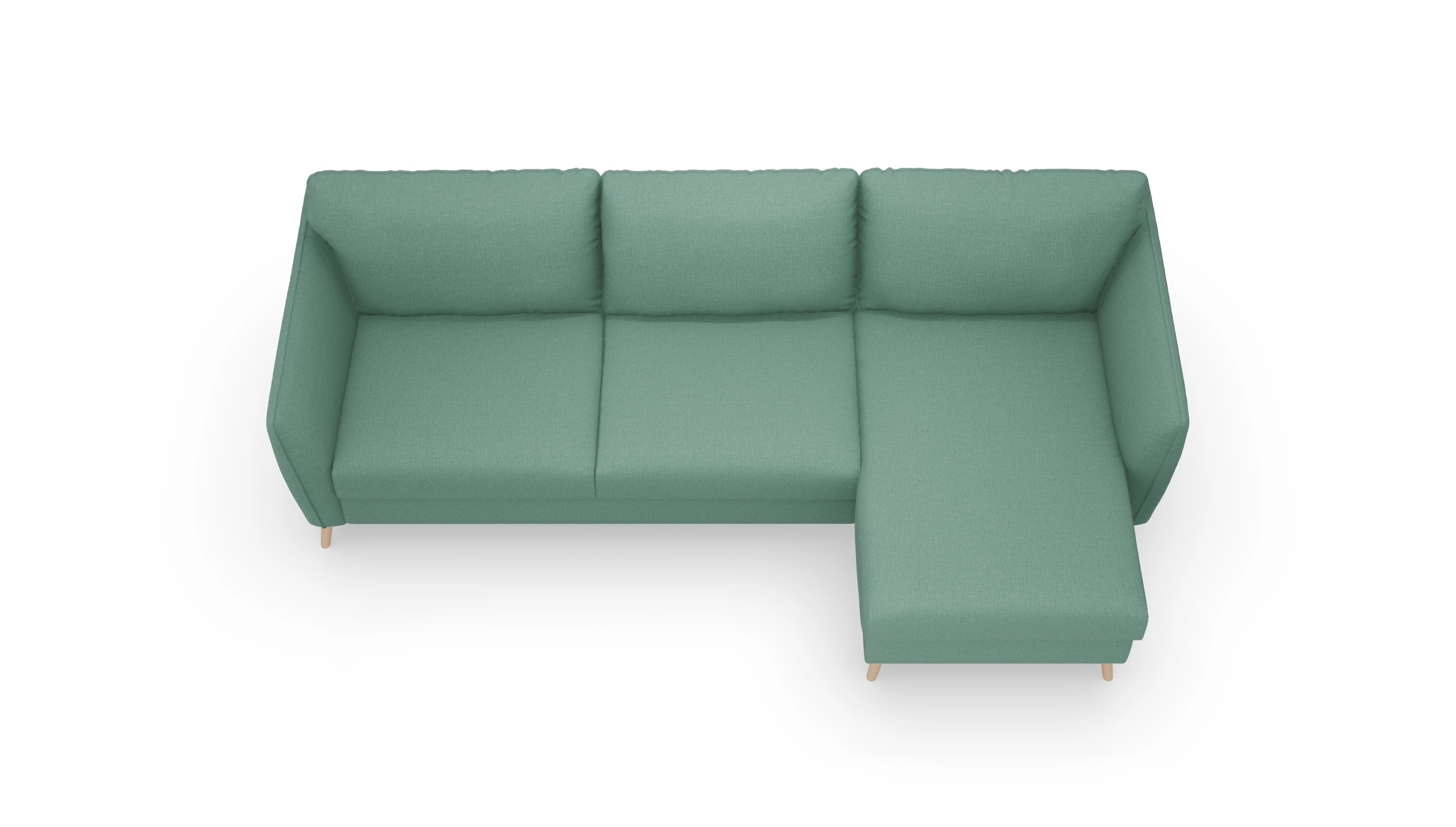Ansicht des Produktes Eriksen Sofa mit Rec rechts in Stoff blau