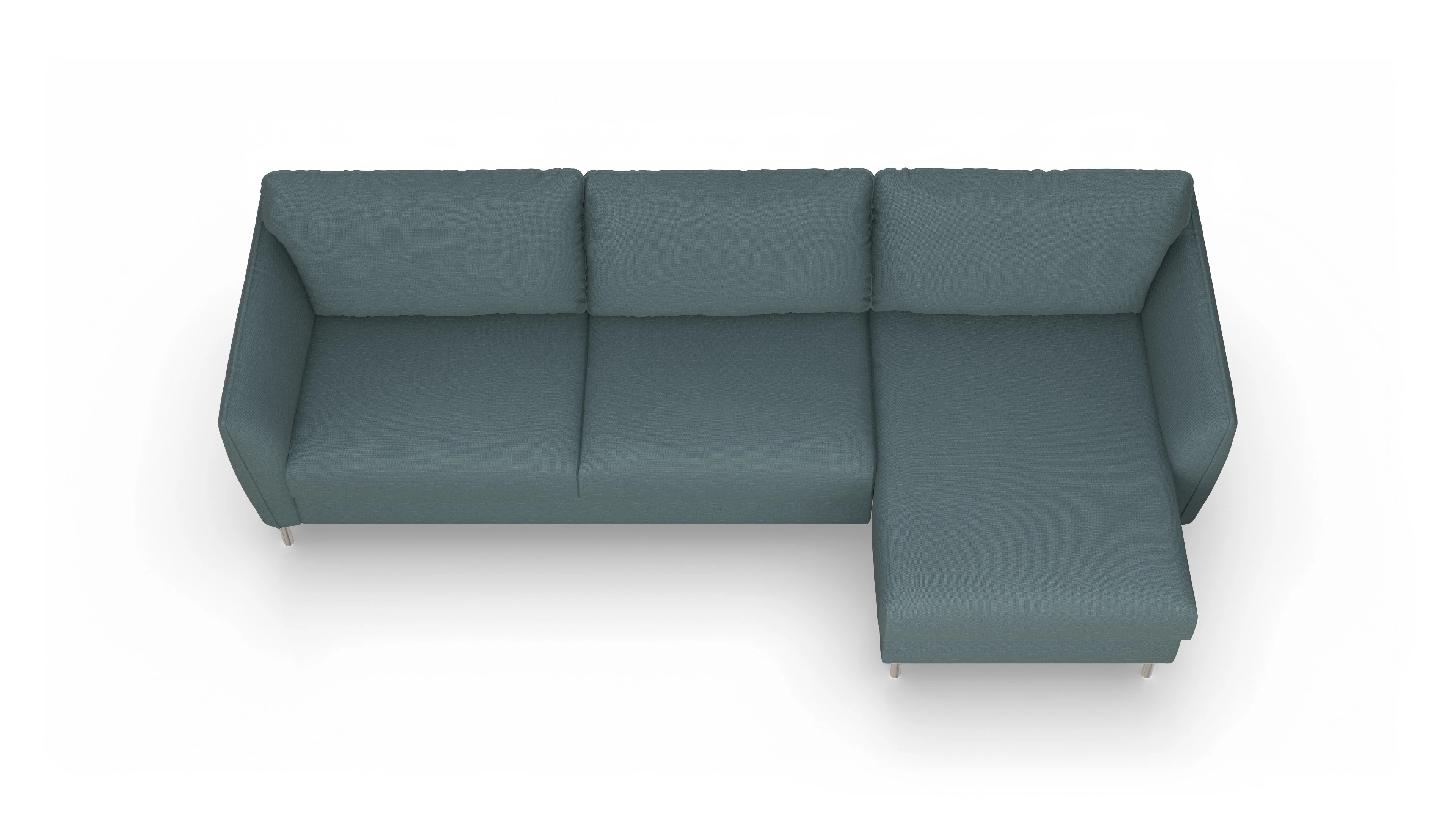 Ansicht des Produktes Eriksen Sofa mit Rec rechts in Stoff blau